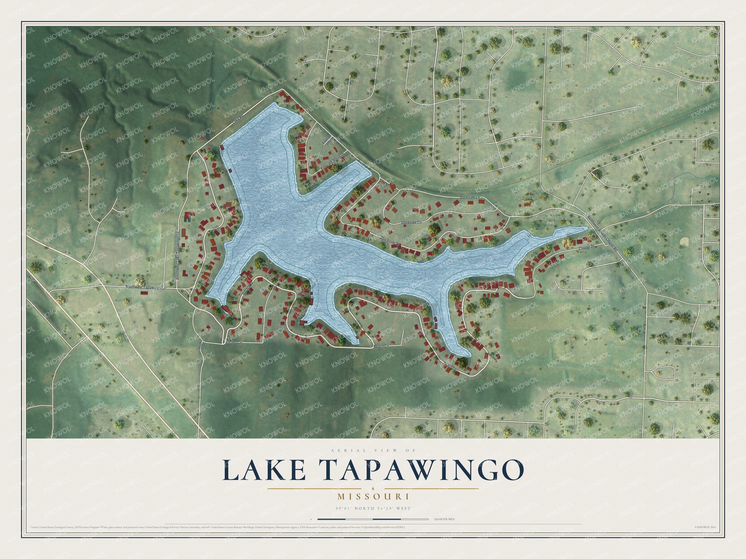 Watermarked full-map preview of Lake Tapawingo, Missouri