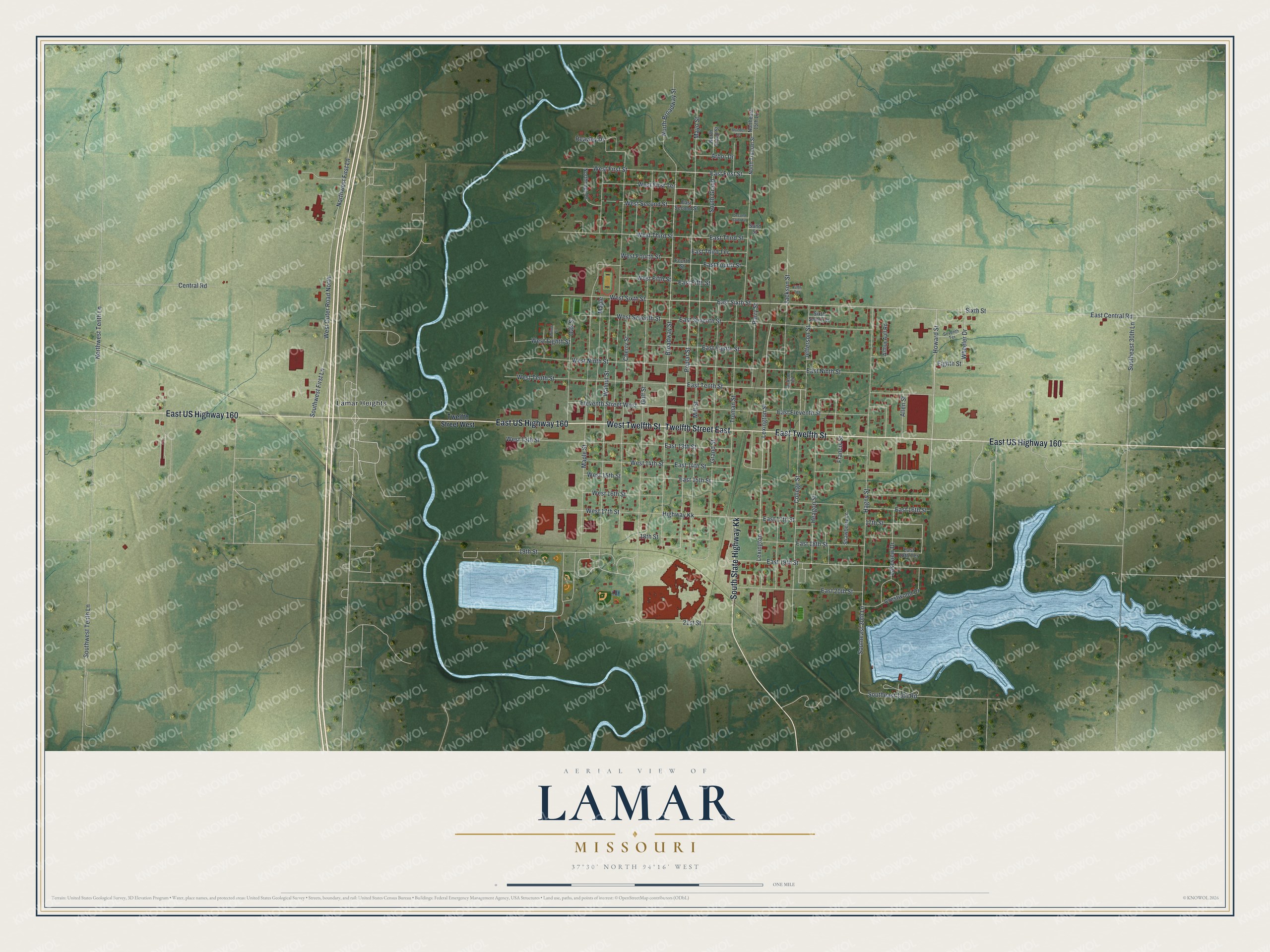 Watermarked full-map preview of Lamar, Missouri