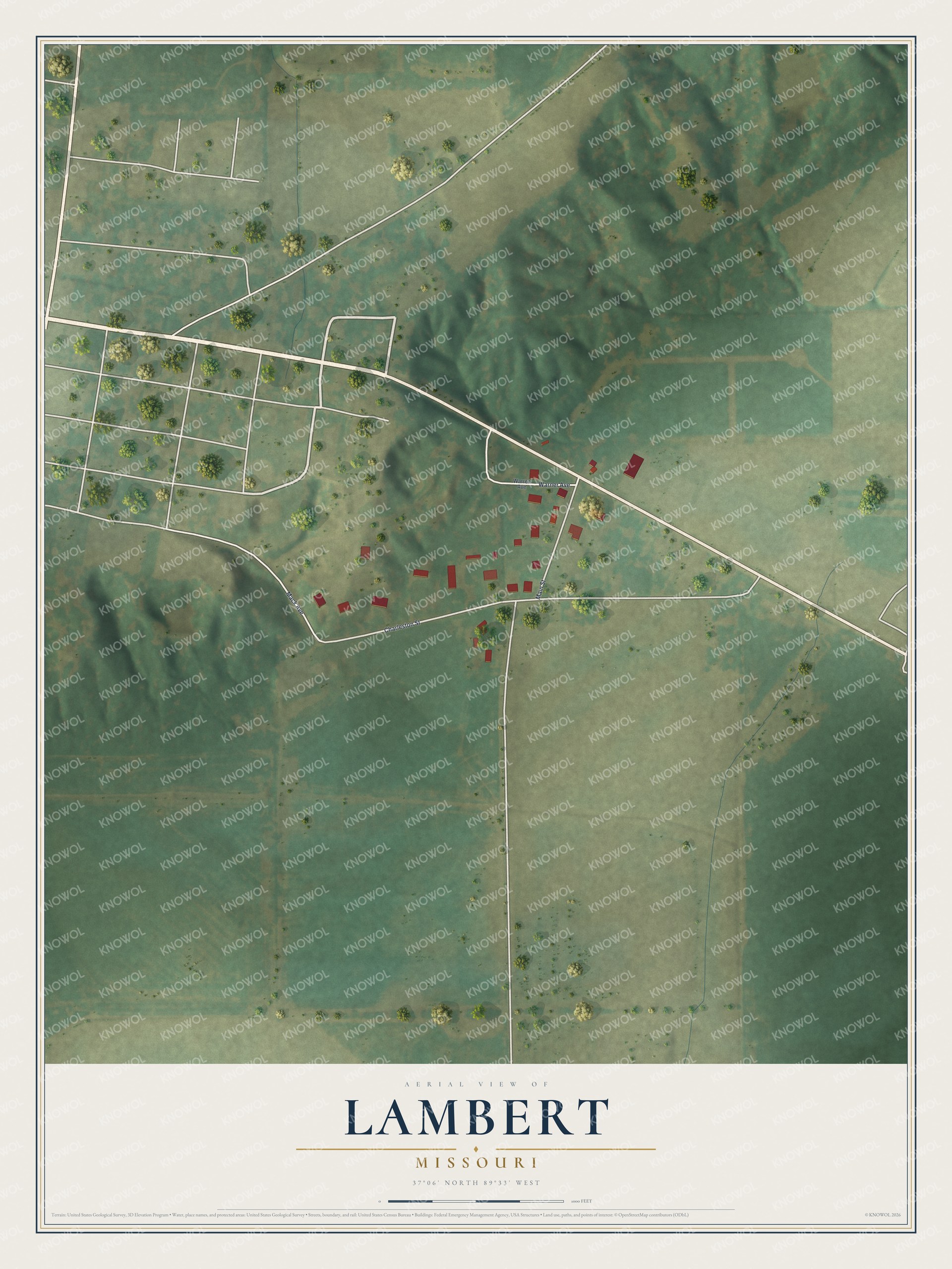 Watermarked full-map preview of Lambert, Missouri
