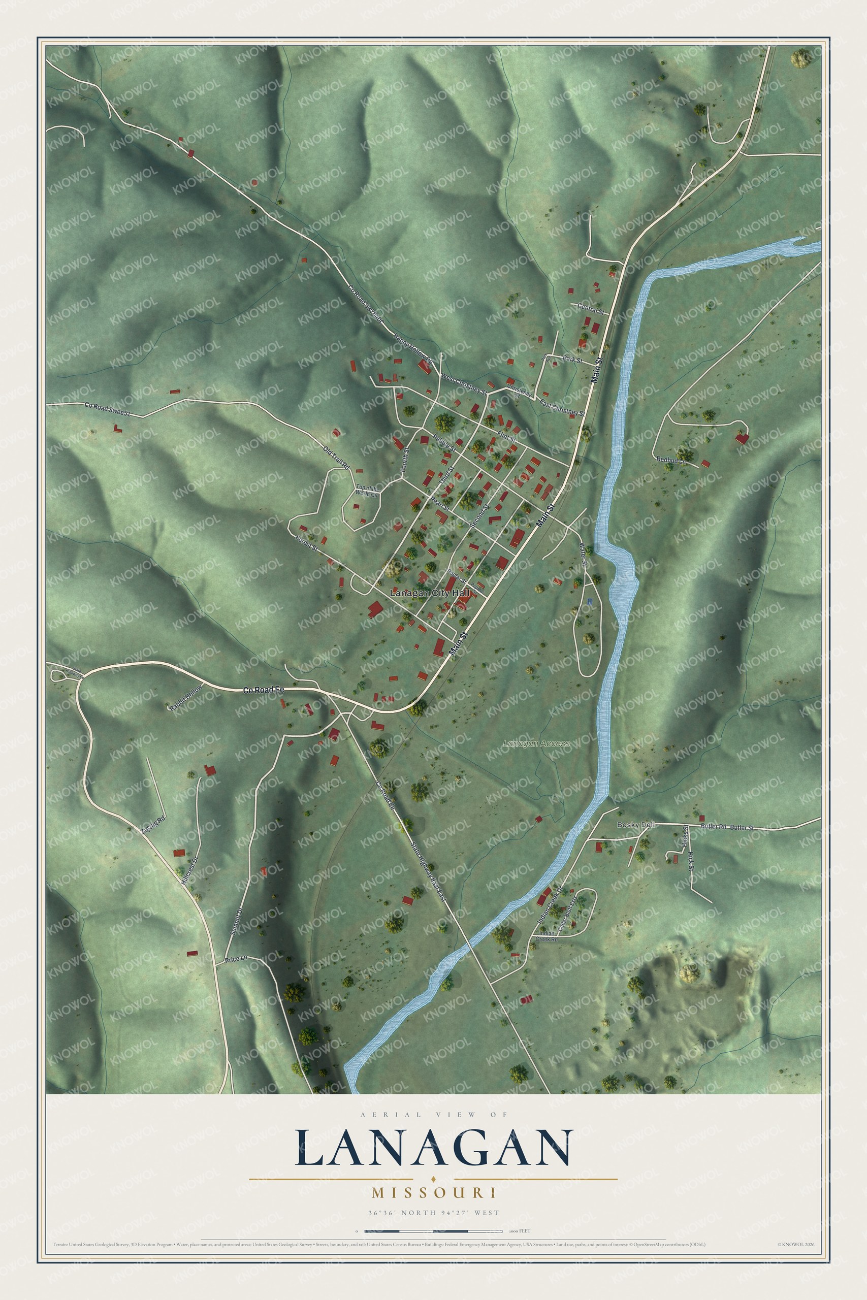 Watermarked full-map preview of Lanagan, Missouri