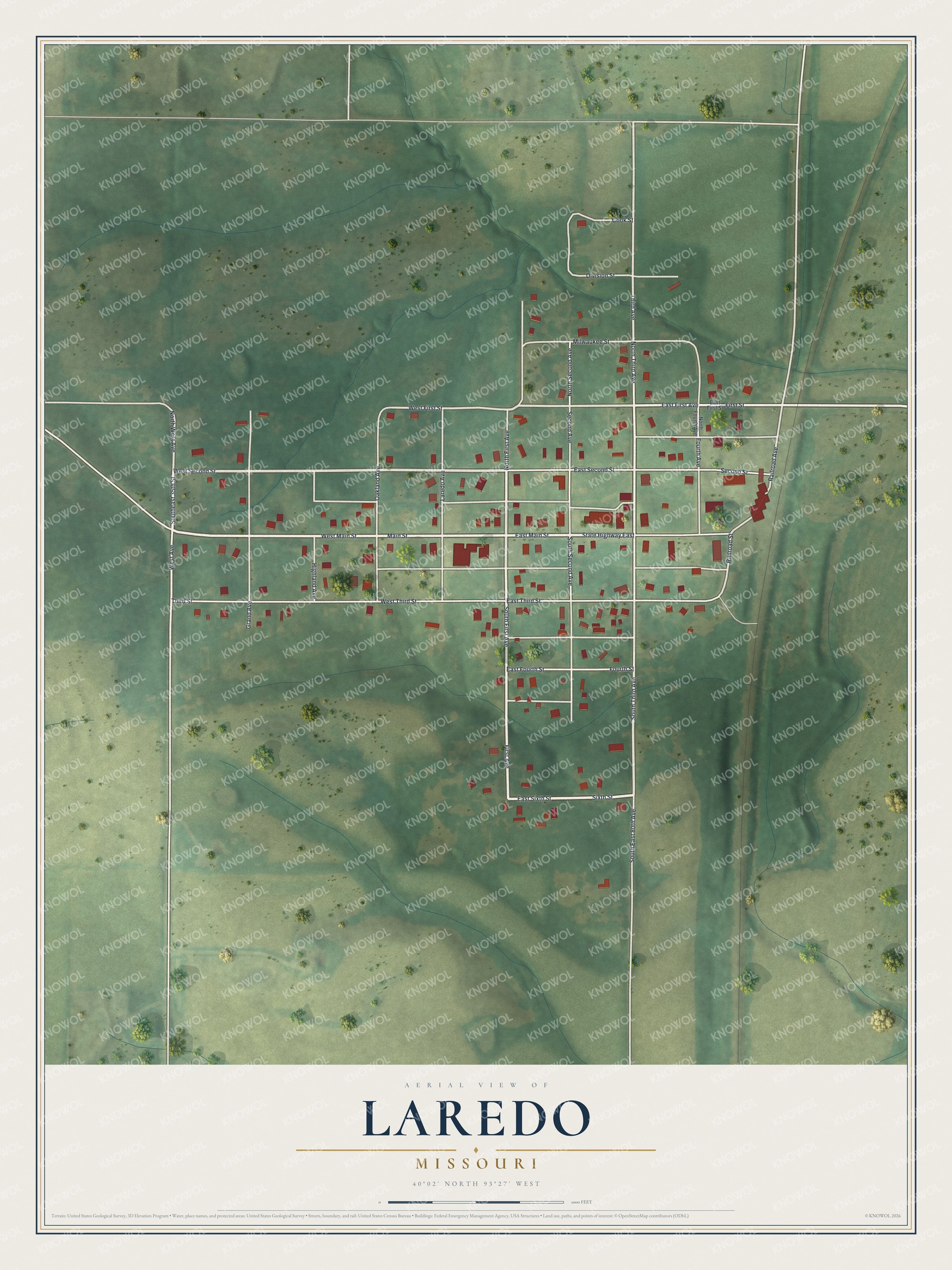 Watermarked full-map preview of Laredo, Missouri