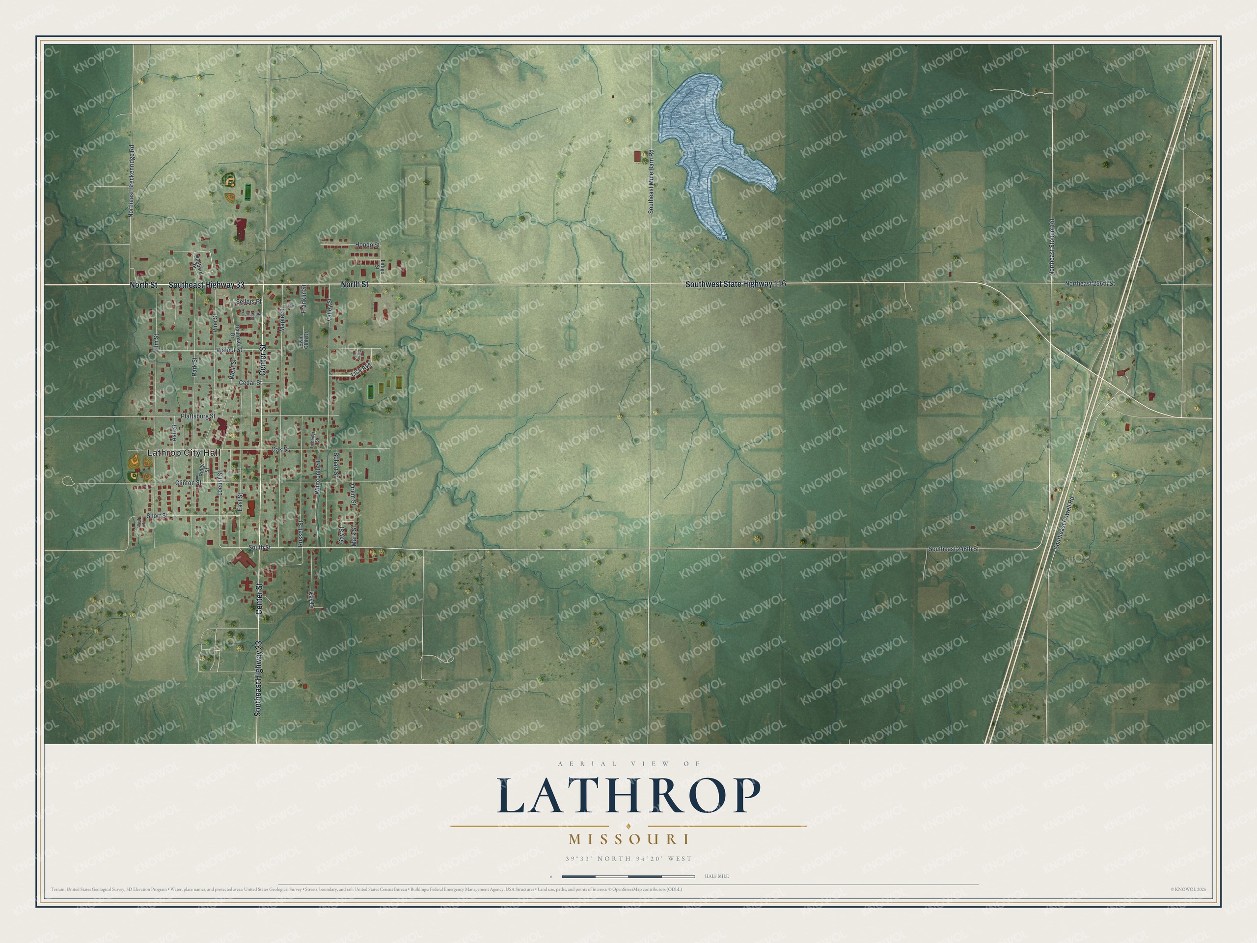 Watermarked full-map preview of Lathrop, Missouri
