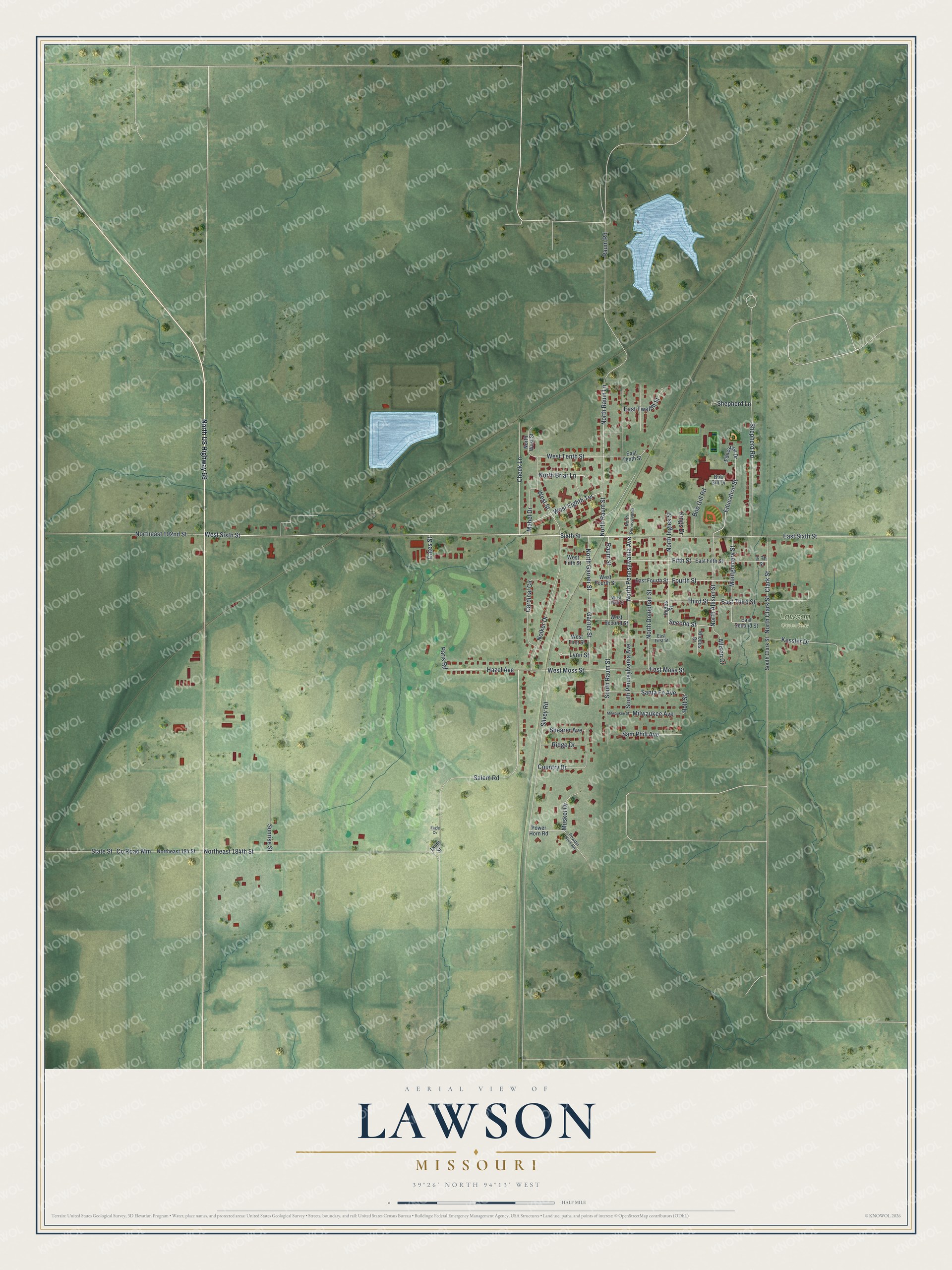 Watermarked full-map preview of Lawson, Missouri