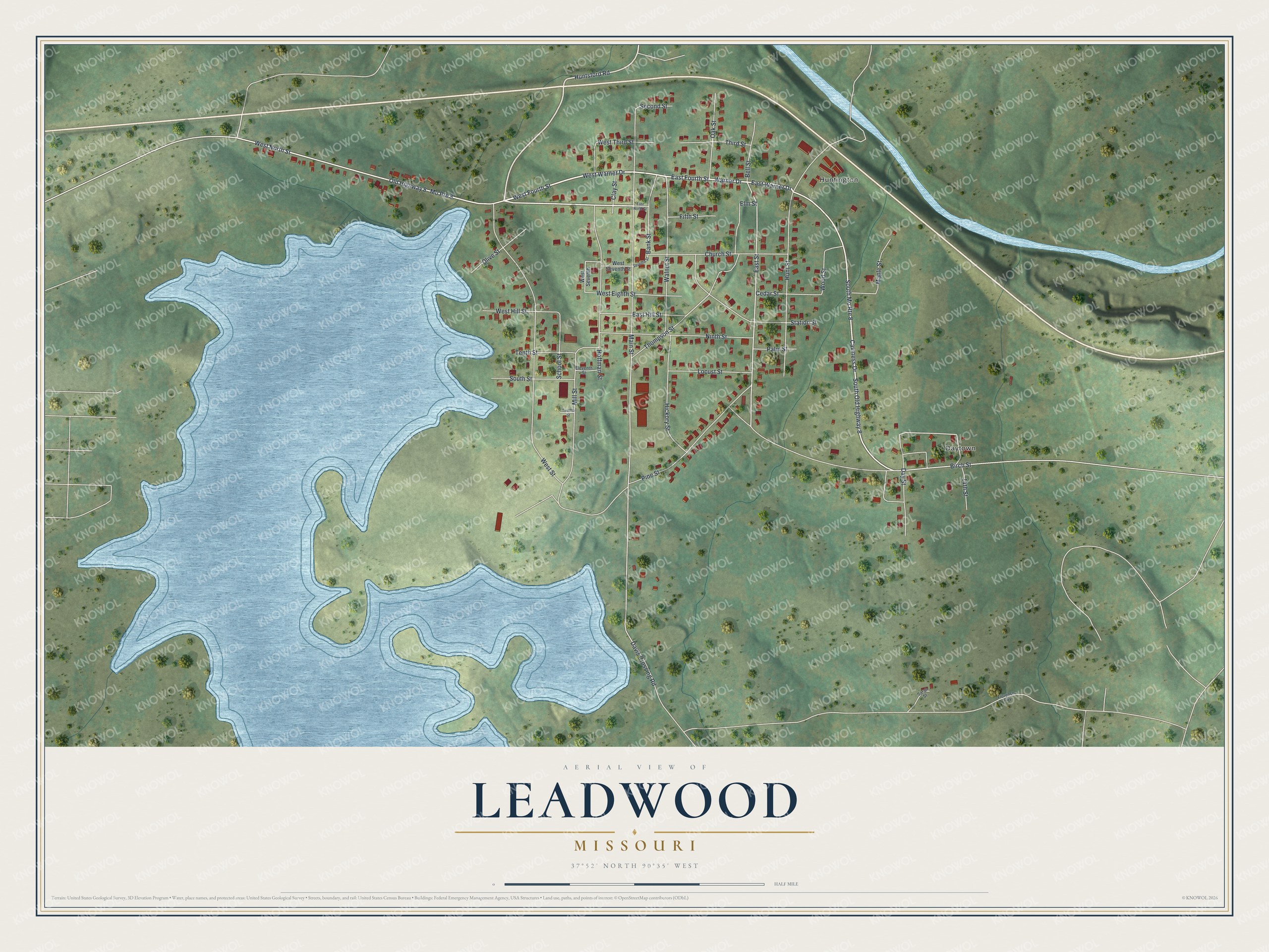 Watermarked full-map preview of Leadwood, Missouri