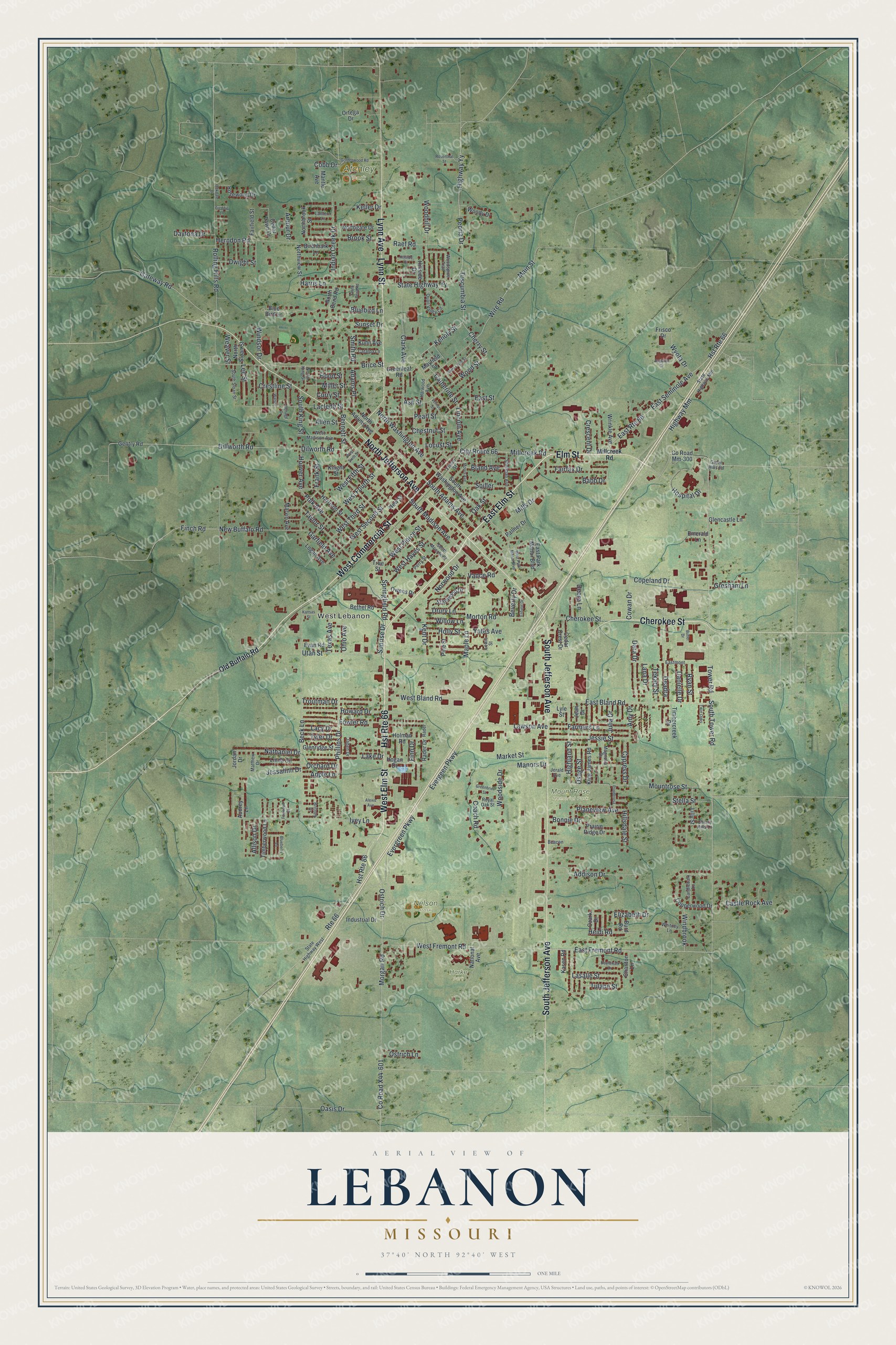 Watermarked full-map preview of Lebanon, Missouri