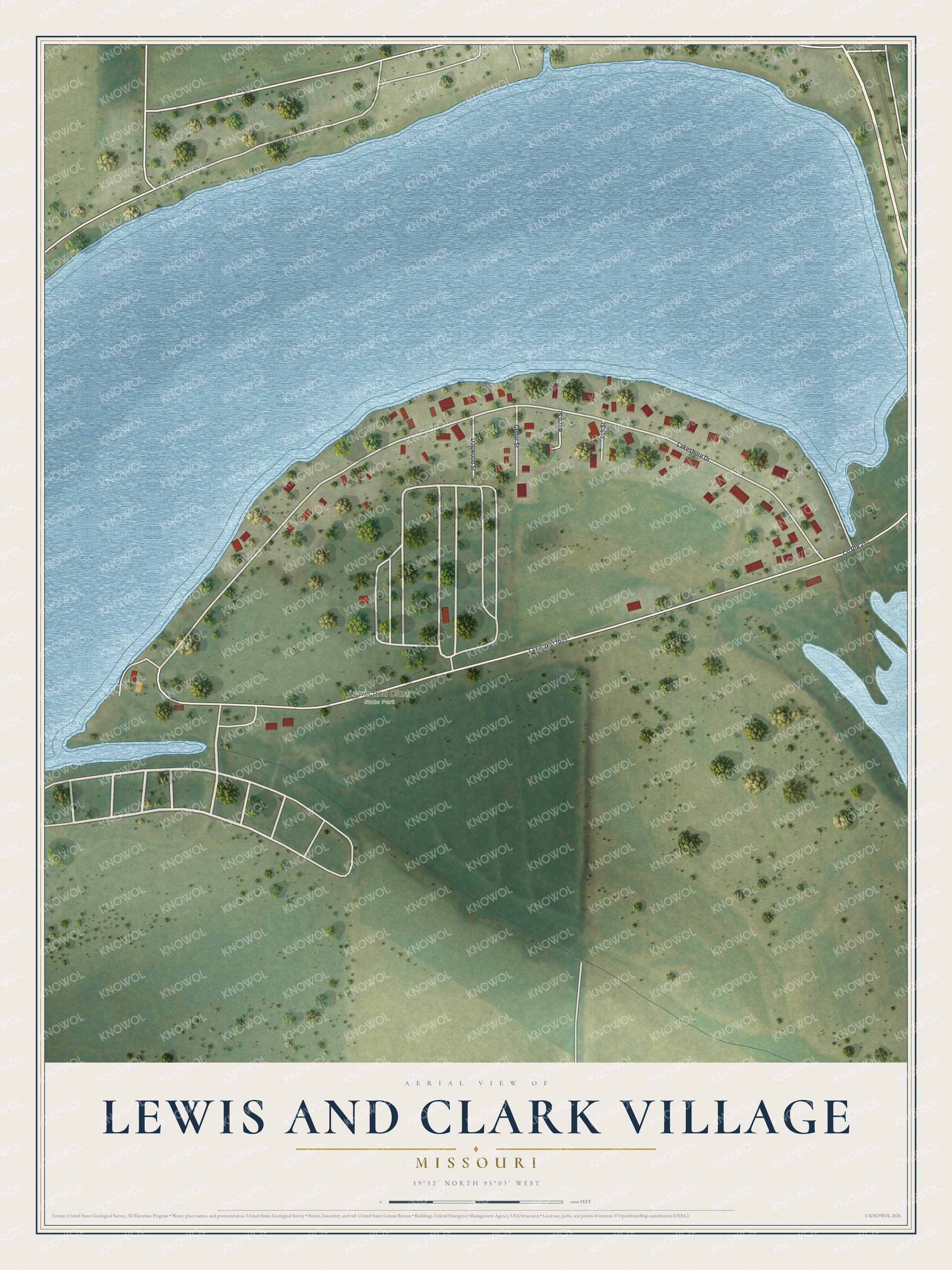 Watermarked full-map preview of Lewis and Clark Village, Missouri