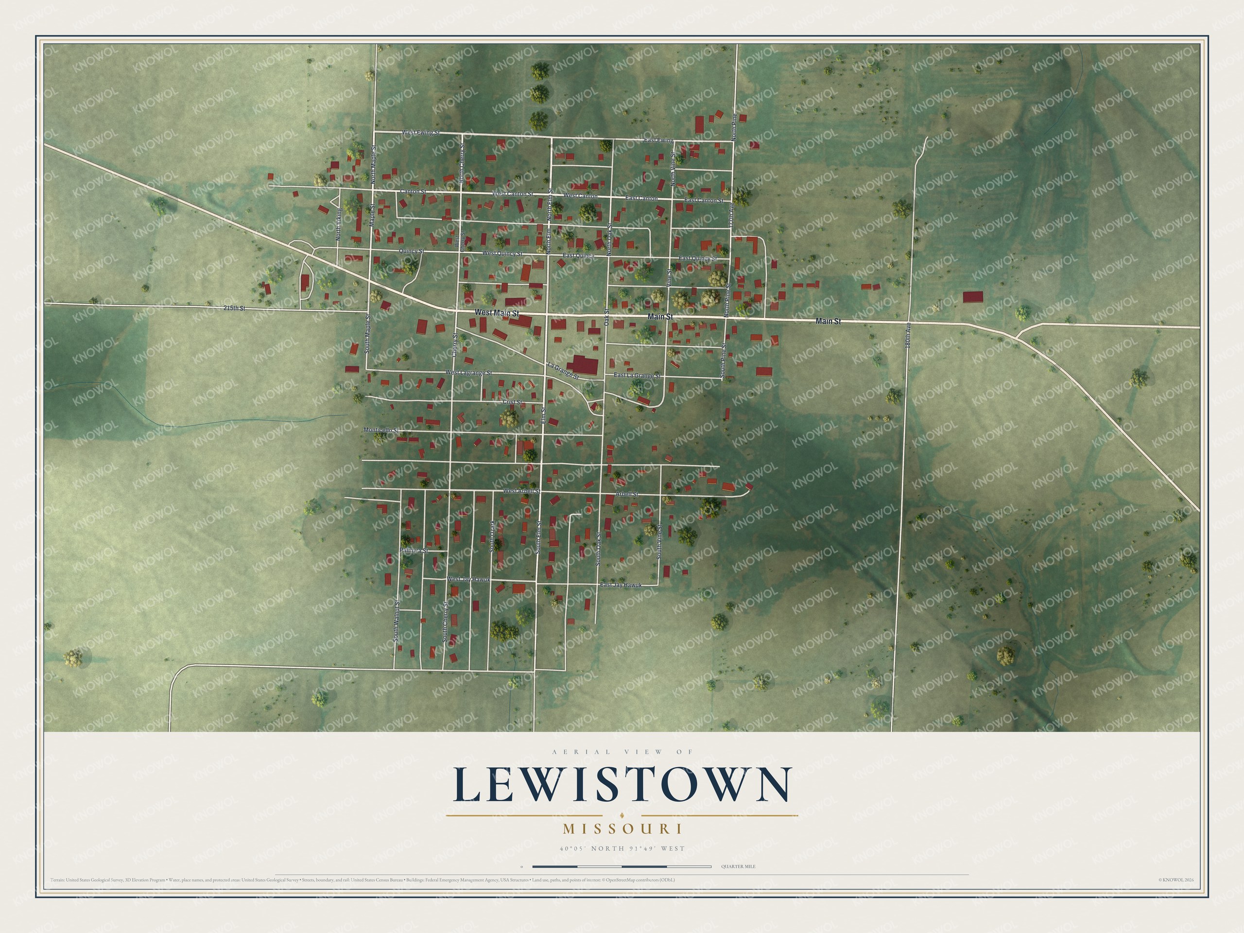 Watermarked full-map preview of Lewistown, Missouri