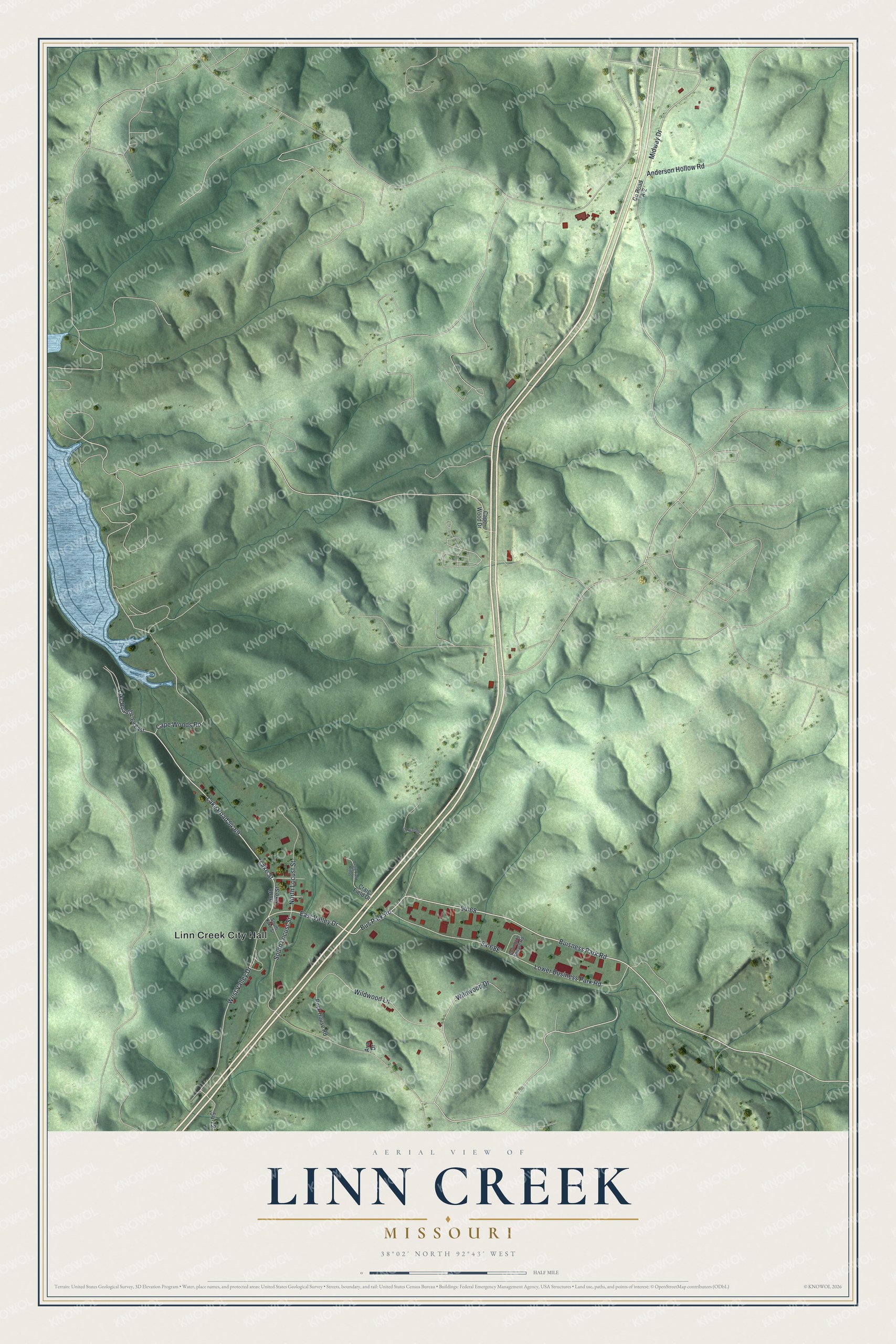 Watermarked full-map preview of Linn Creek, Missouri