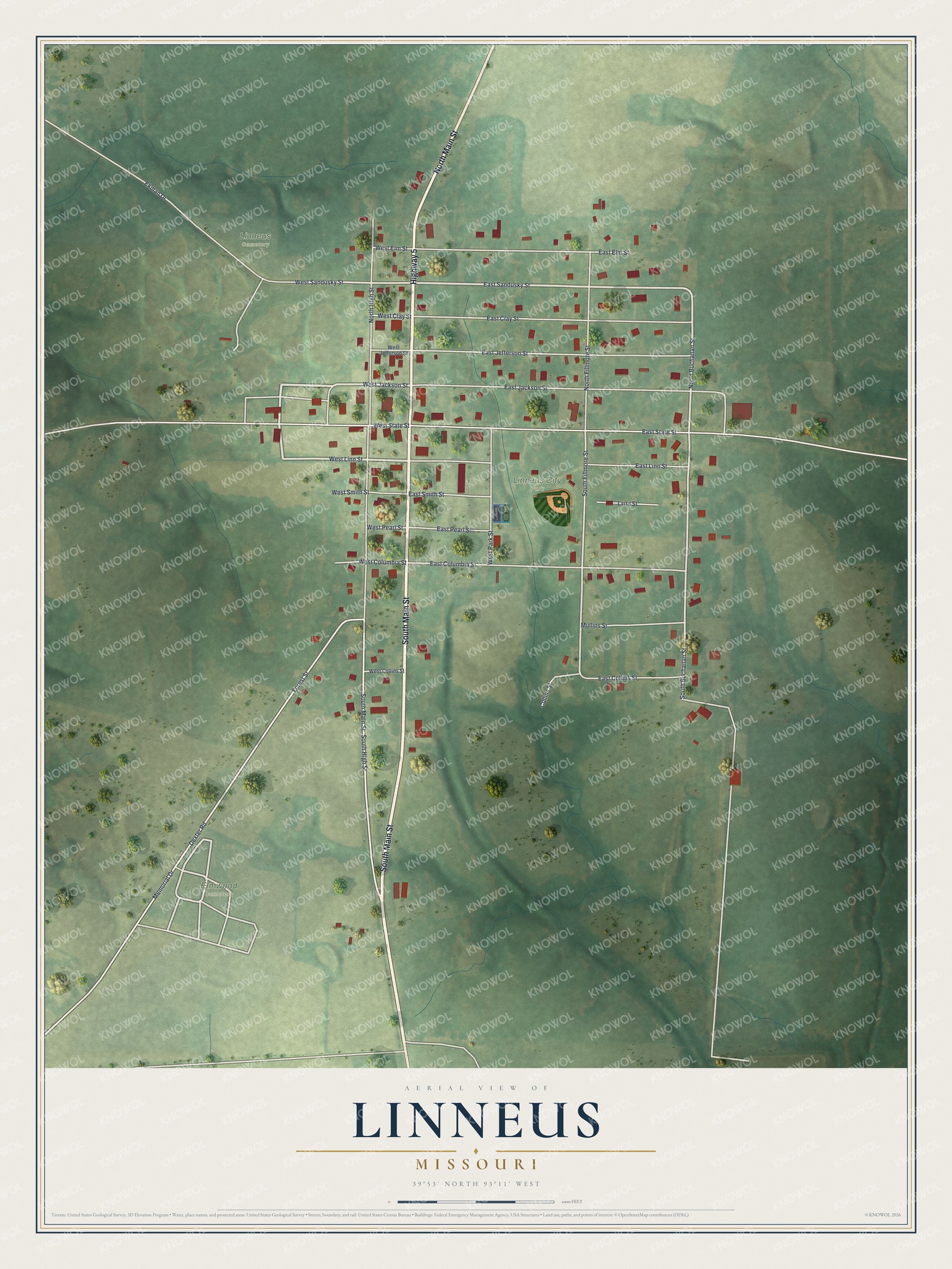 Watermarked full-map preview of Linneus, Missouri