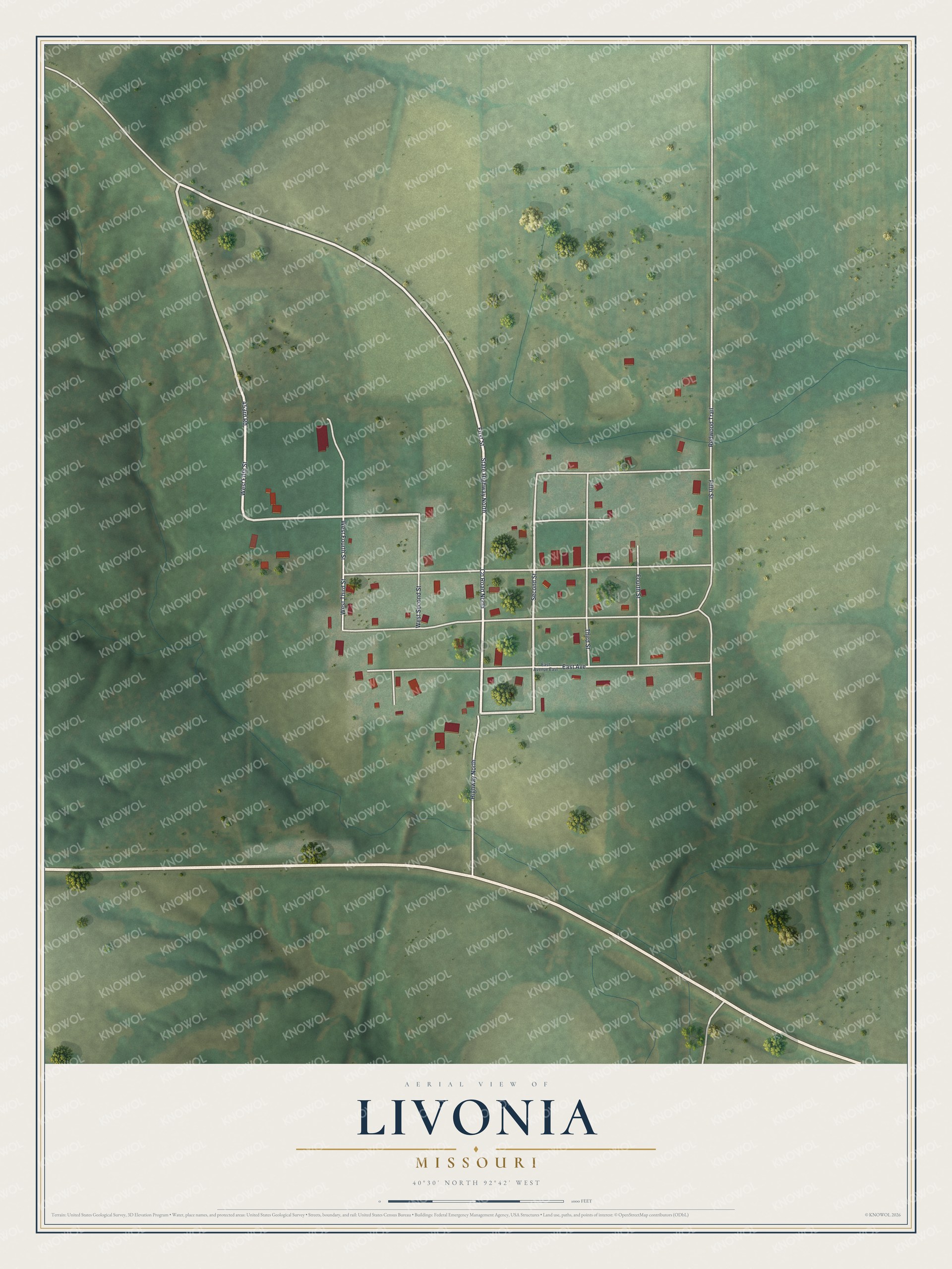 Watermarked full-map preview of Livonia, Missouri