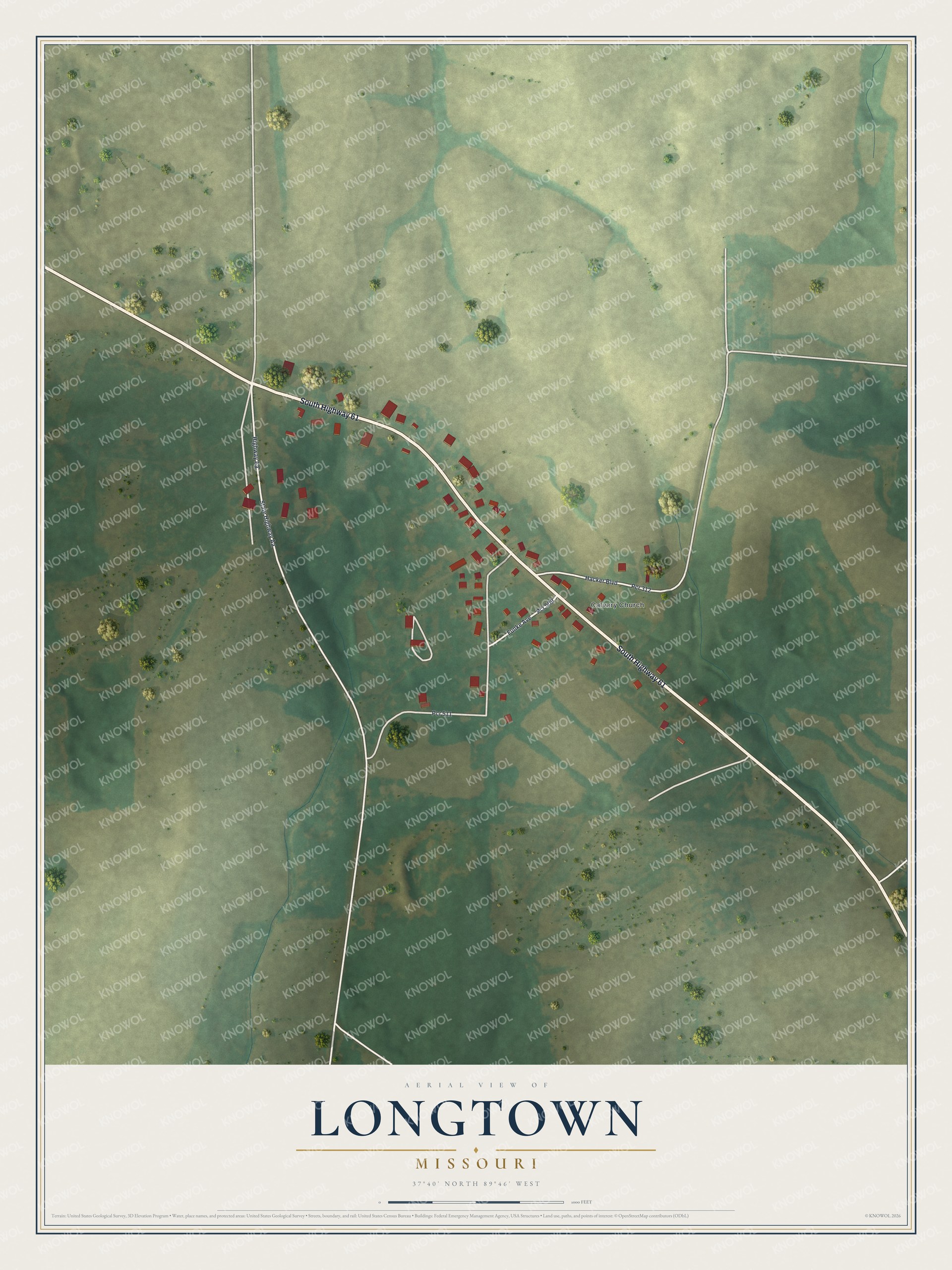 Watermarked full-map preview of Longtown, Missouri