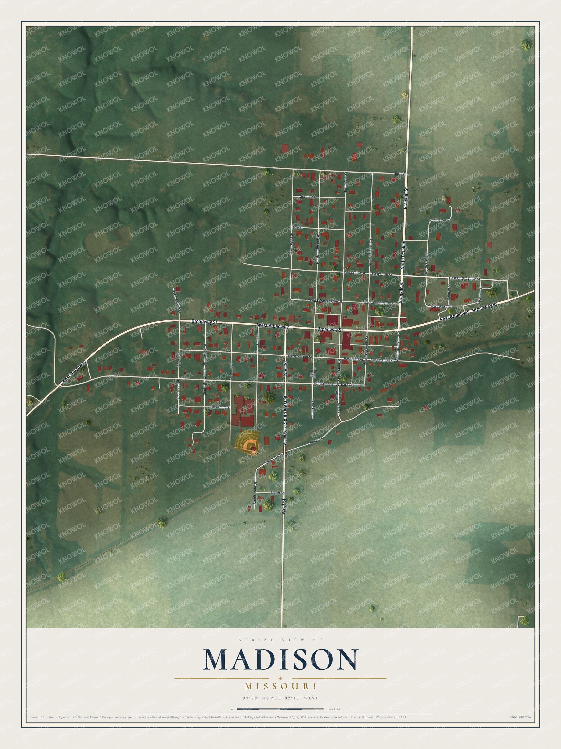Watermarked full-map preview of Madison, Missouri