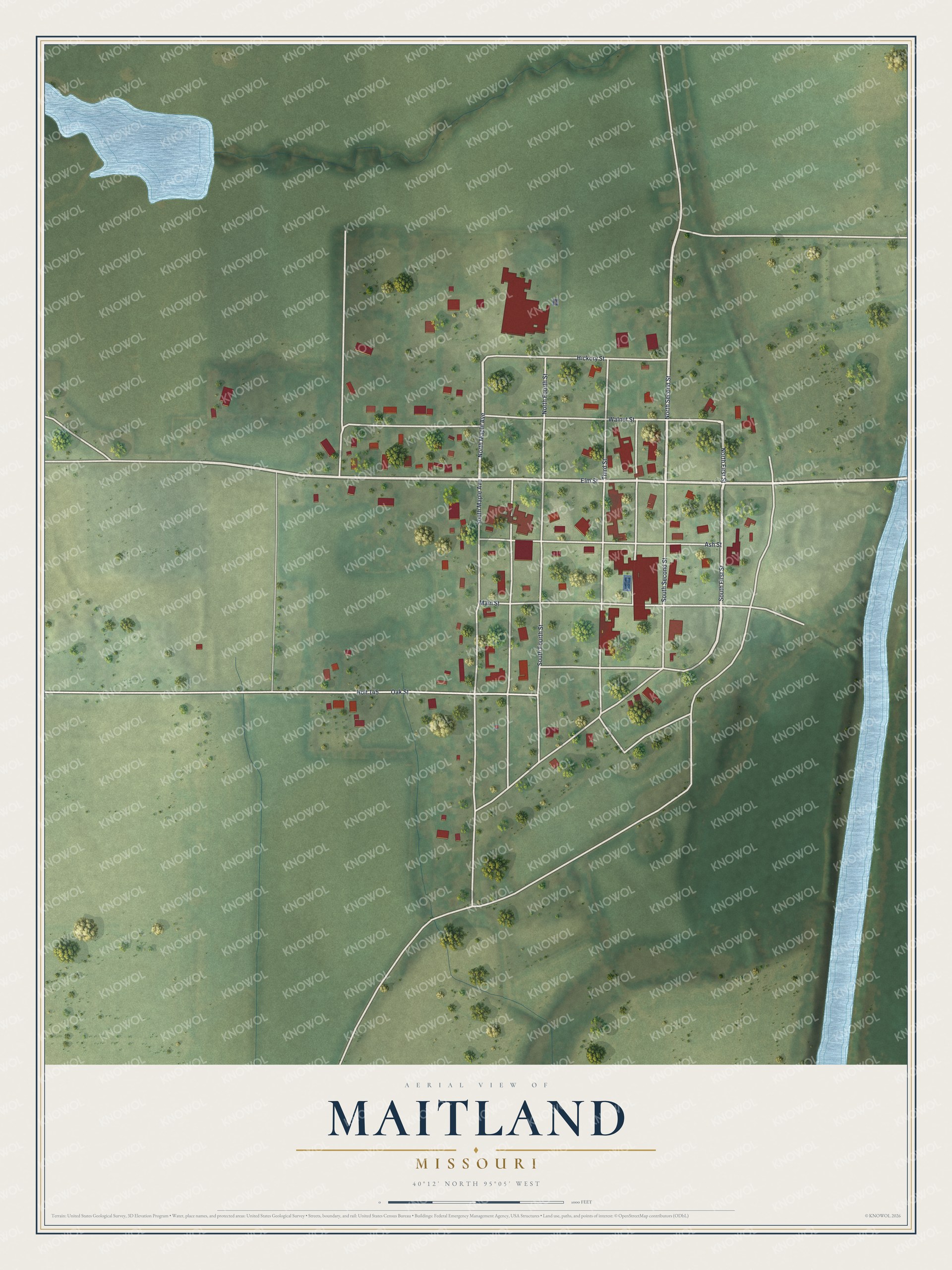 Watermarked full-map preview of Maitland, Missouri
