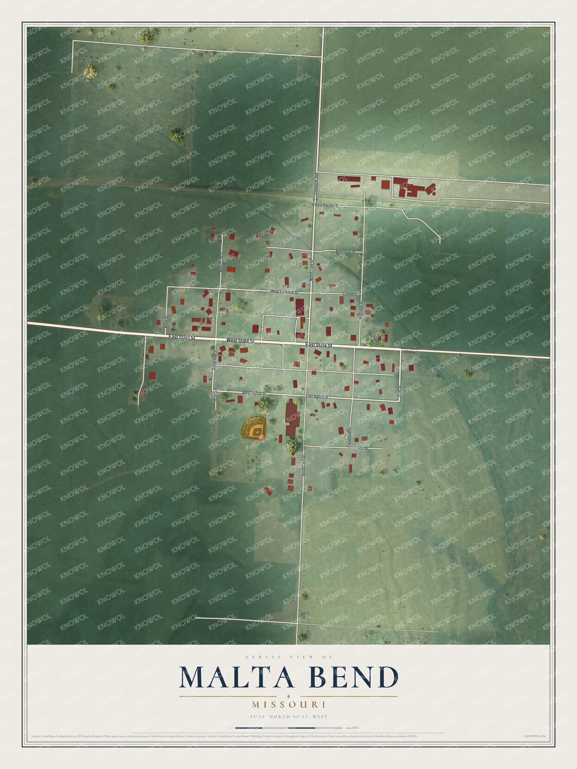 Watermarked full-map preview of Malta Bend, Missouri