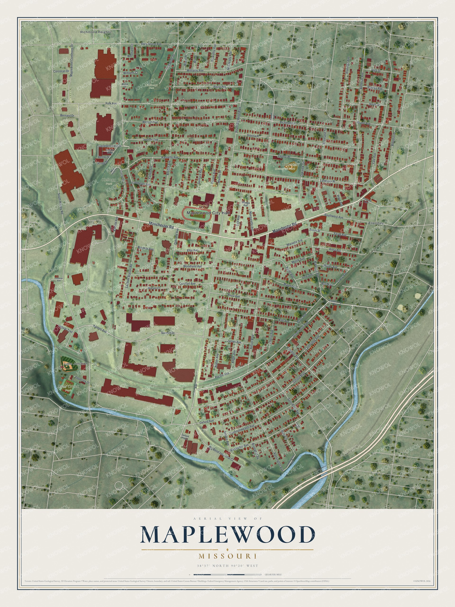 Watermarked full-map preview of Maplewood, Missouri