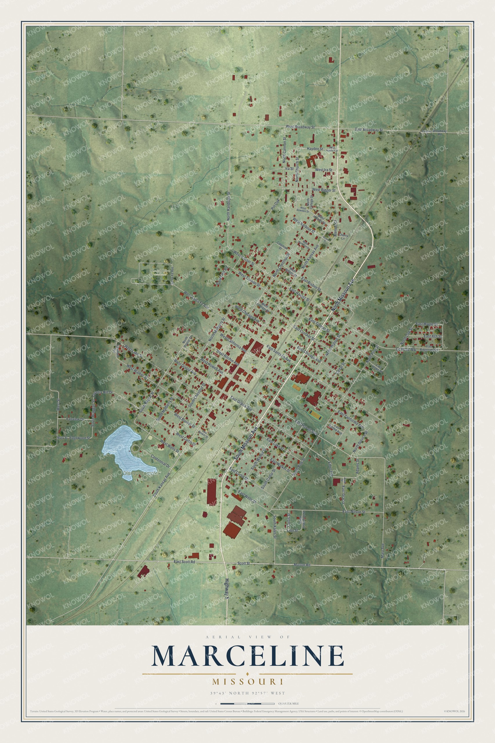 Watermarked full-map preview of Marceline, Missouri