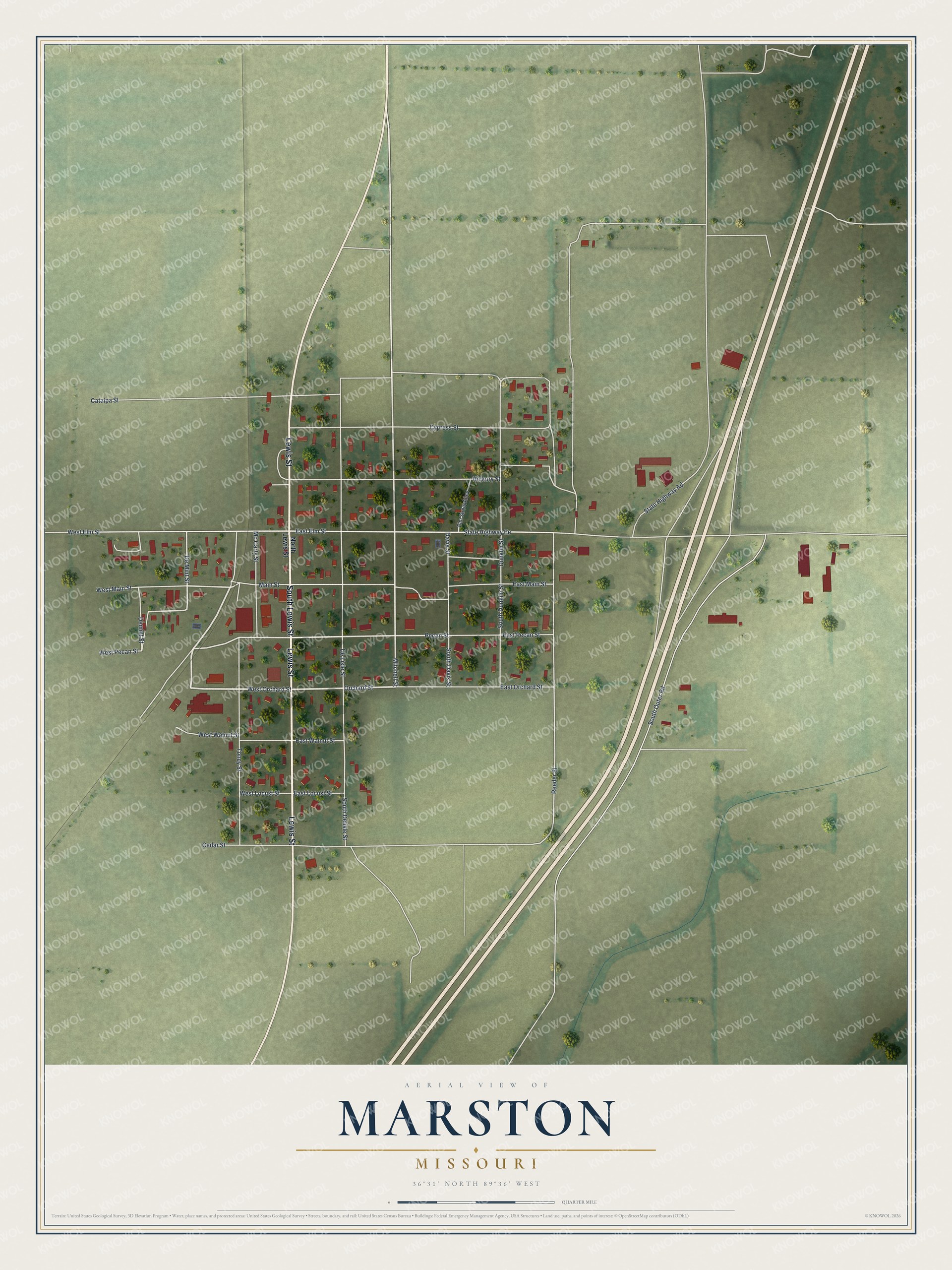 Watermarked full-map preview of Marston, Missouri