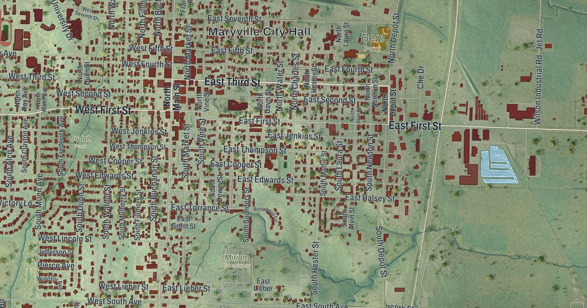 Map of Maryville, Missouri in 2026