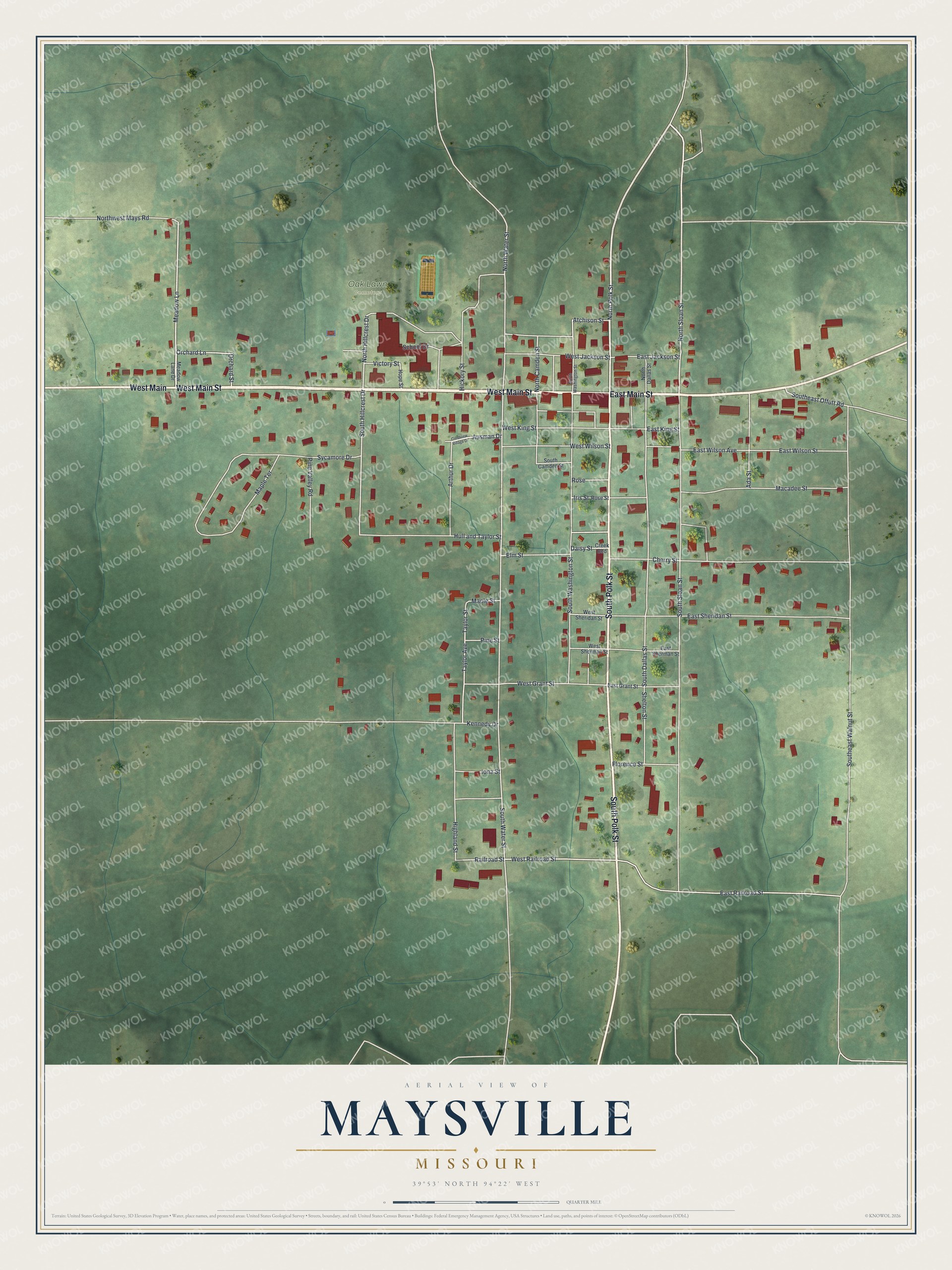 Watermarked full-map preview of Maysville, Missouri