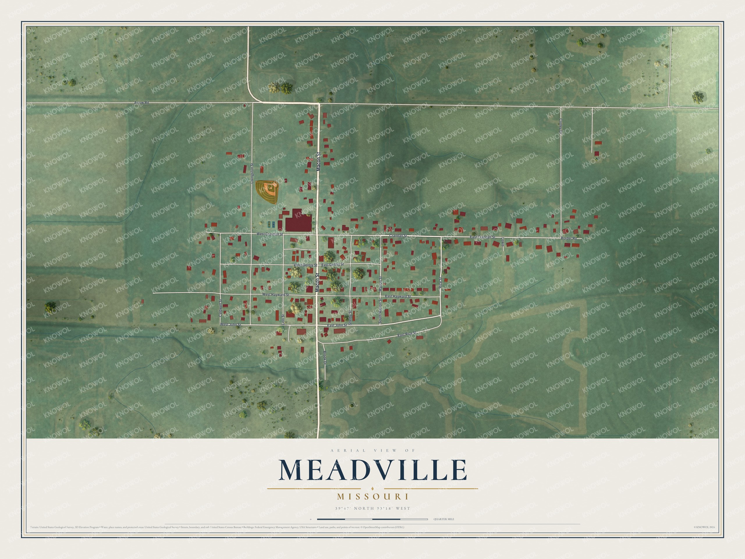 Watermarked full-map preview of Meadville, Missouri