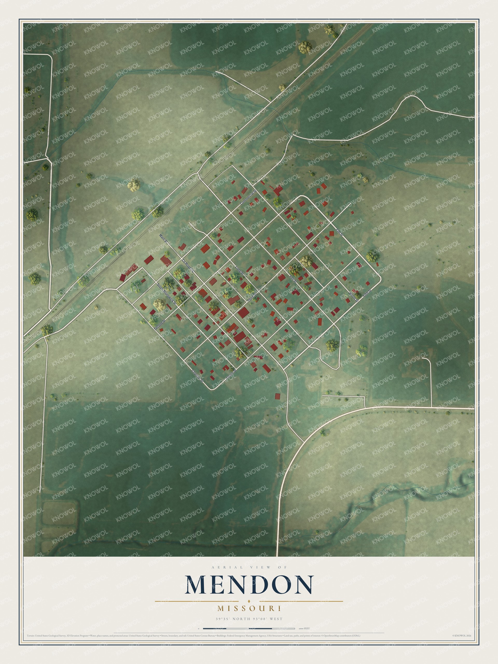 Watermarked full-map preview of Mendon, Missouri
