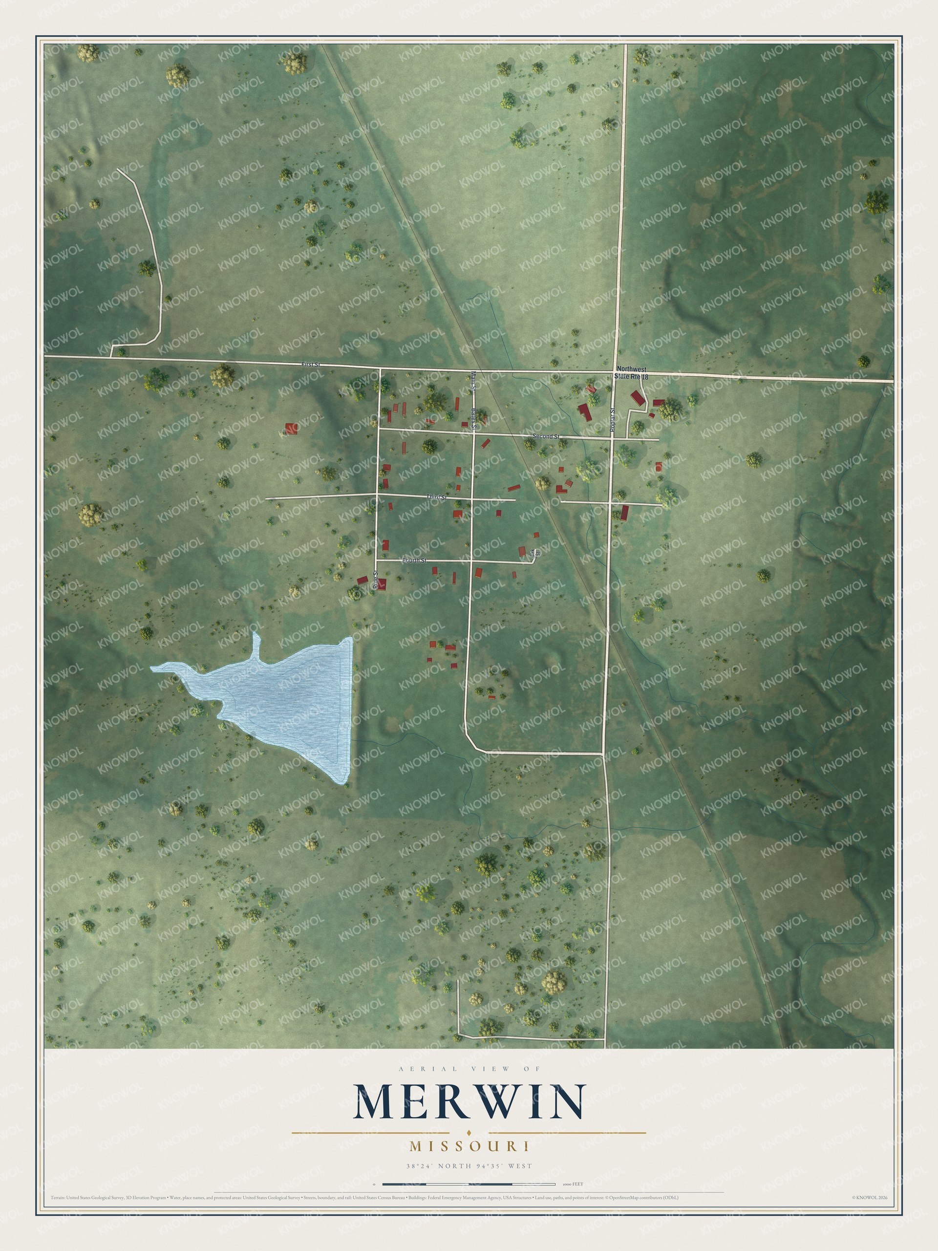 Watermarked full-map preview of Merwin, Missouri