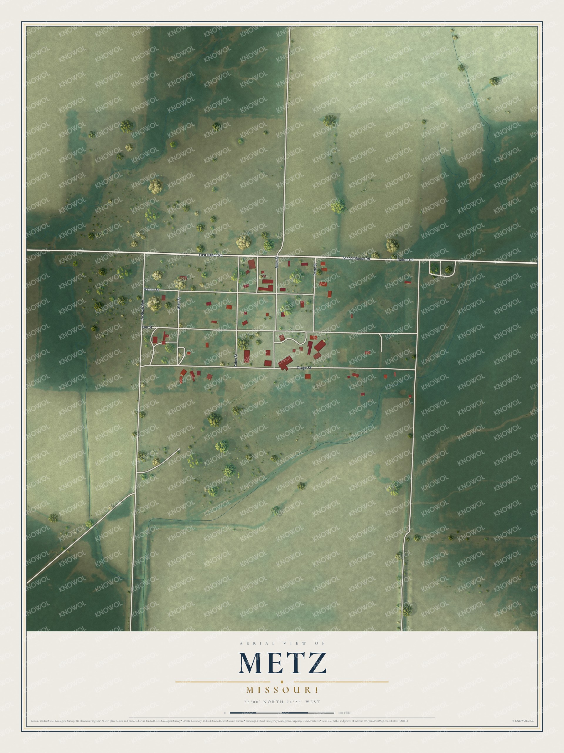 Watermarked full-map preview of Metz, Missouri