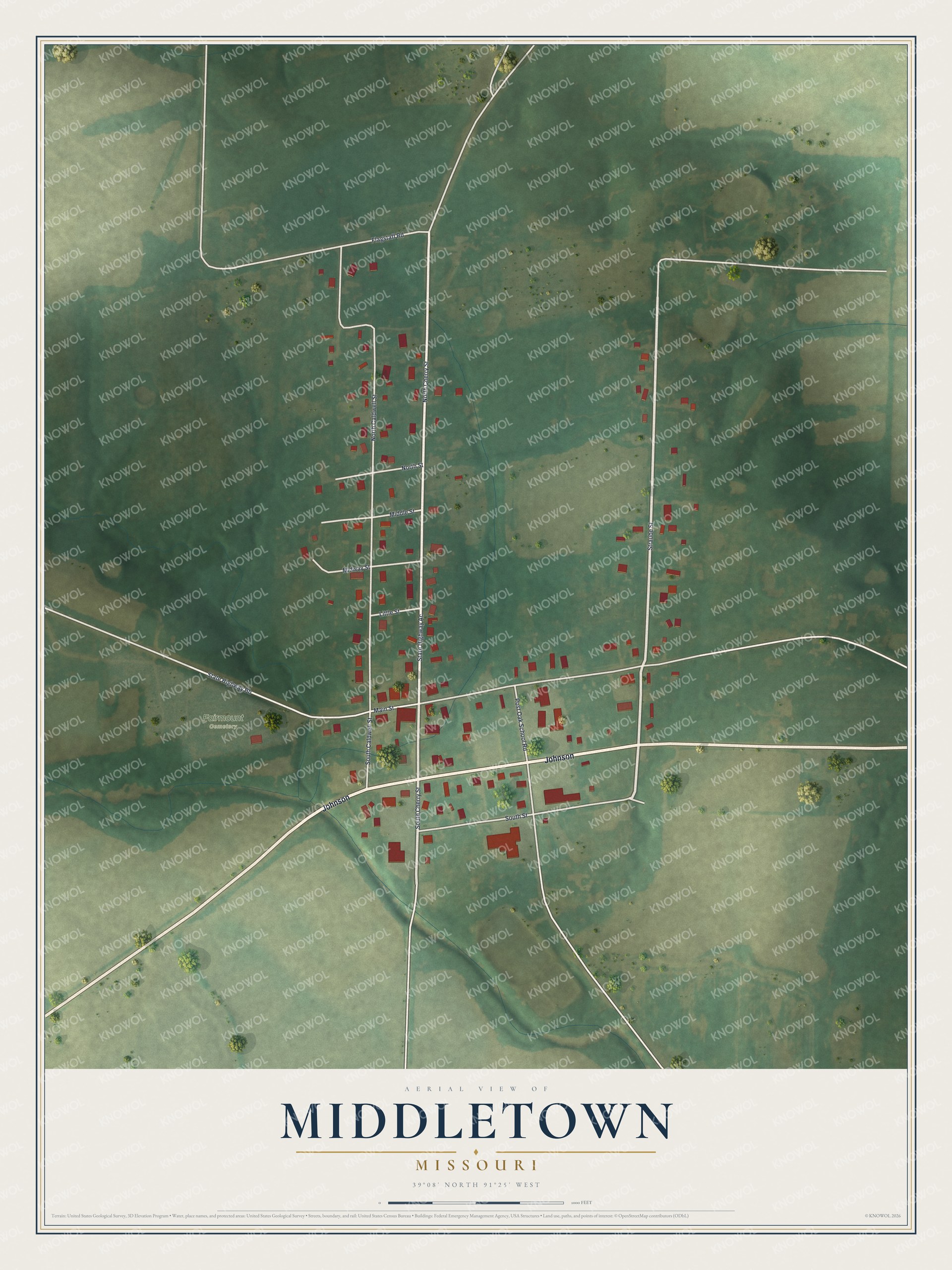Watermarked full-map preview of Middletown, Missouri