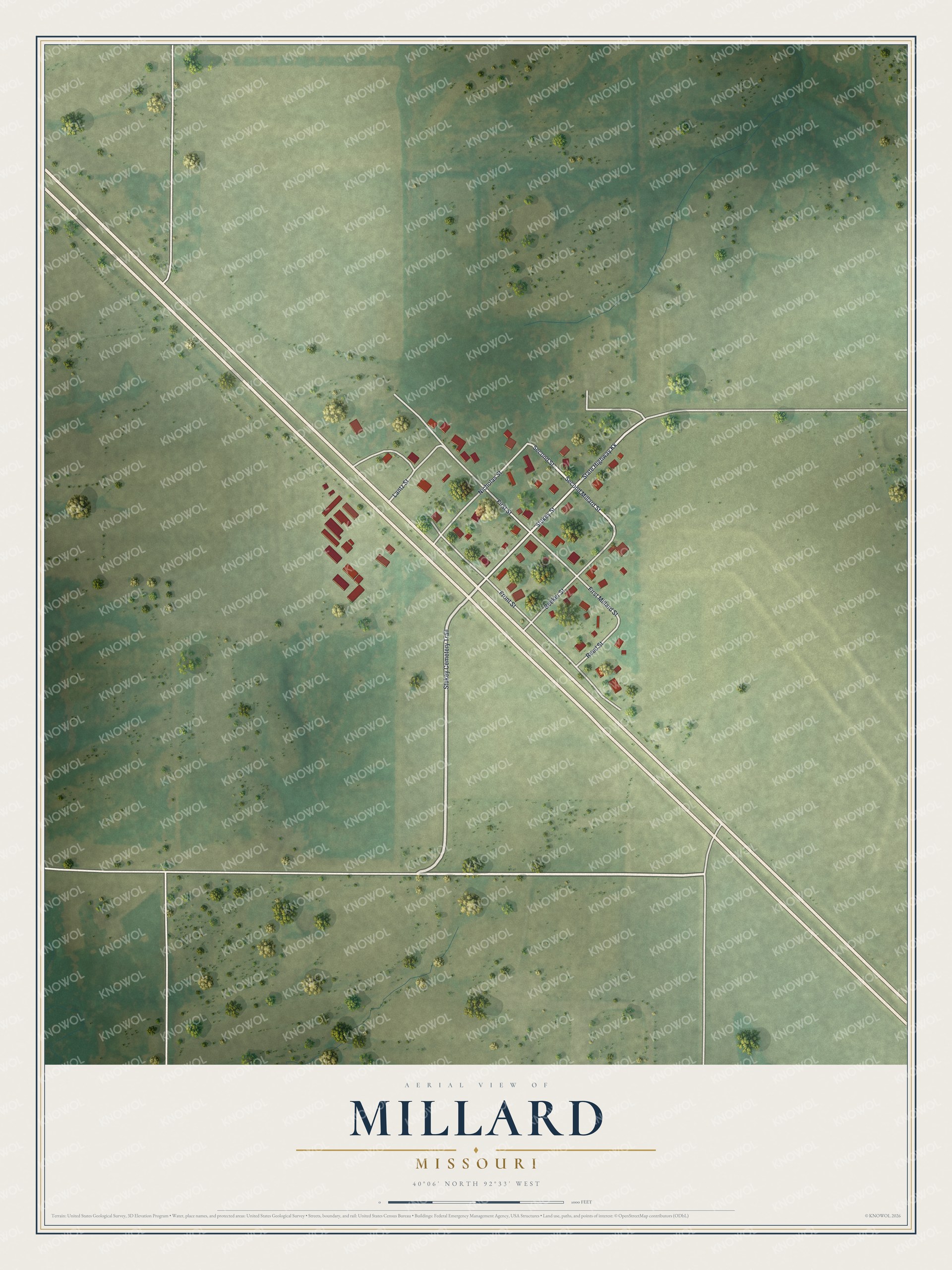 Watermarked full-map preview of Millard, Missouri