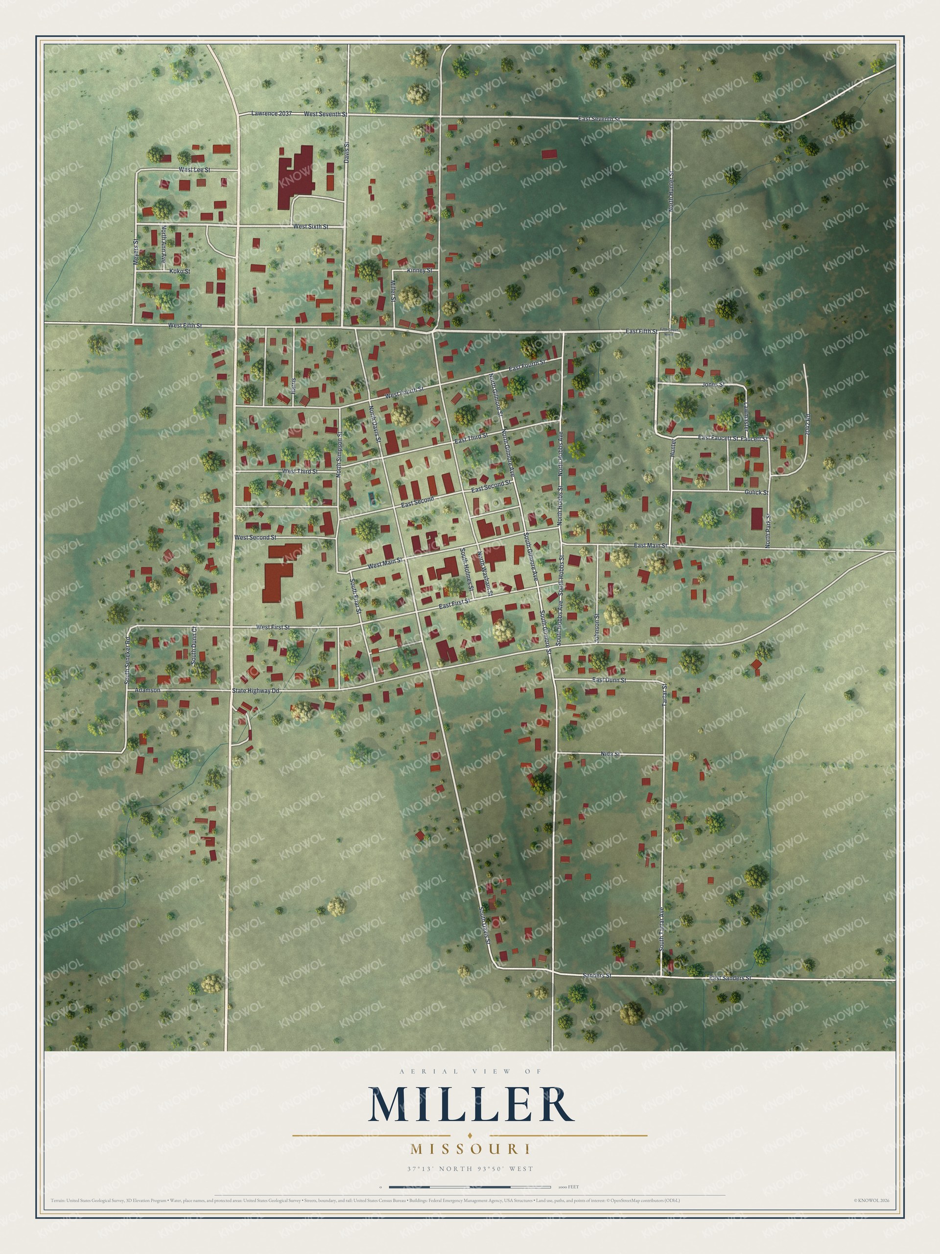 Watermarked full-map preview of Miller, Missouri