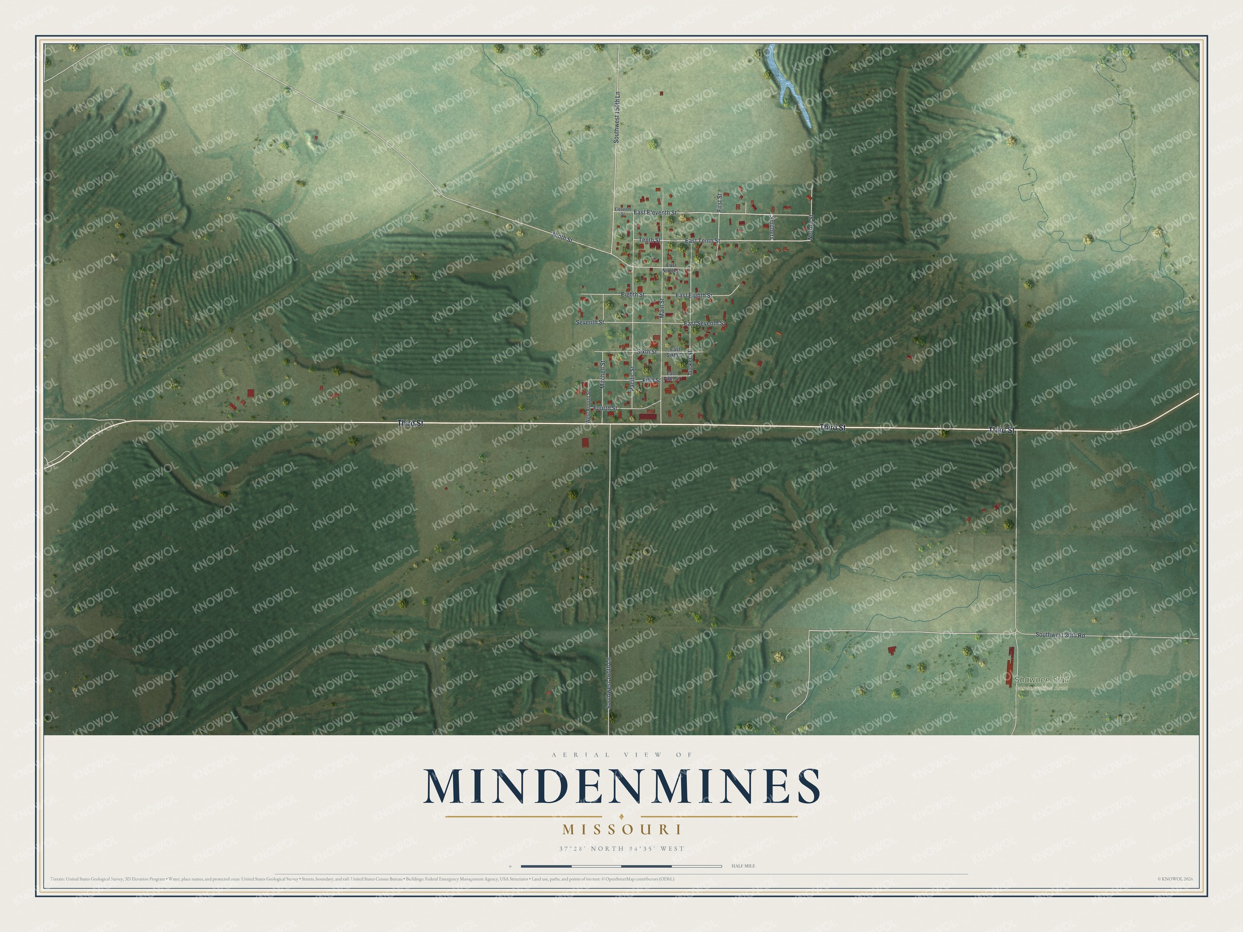 Watermarked full-map preview of Mindenmines, Missouri