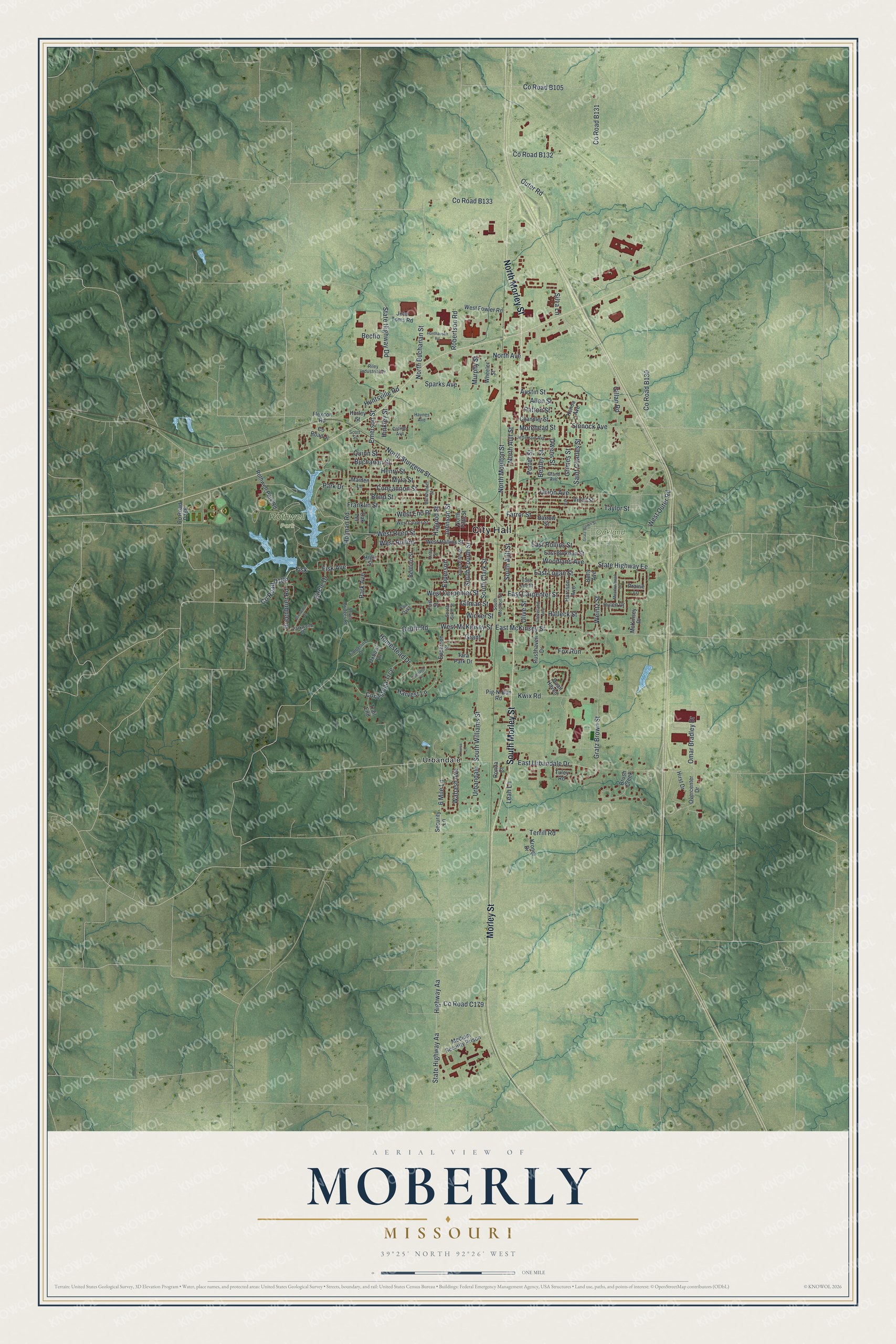 Watermarked full-map preview of Moberly, Missouri