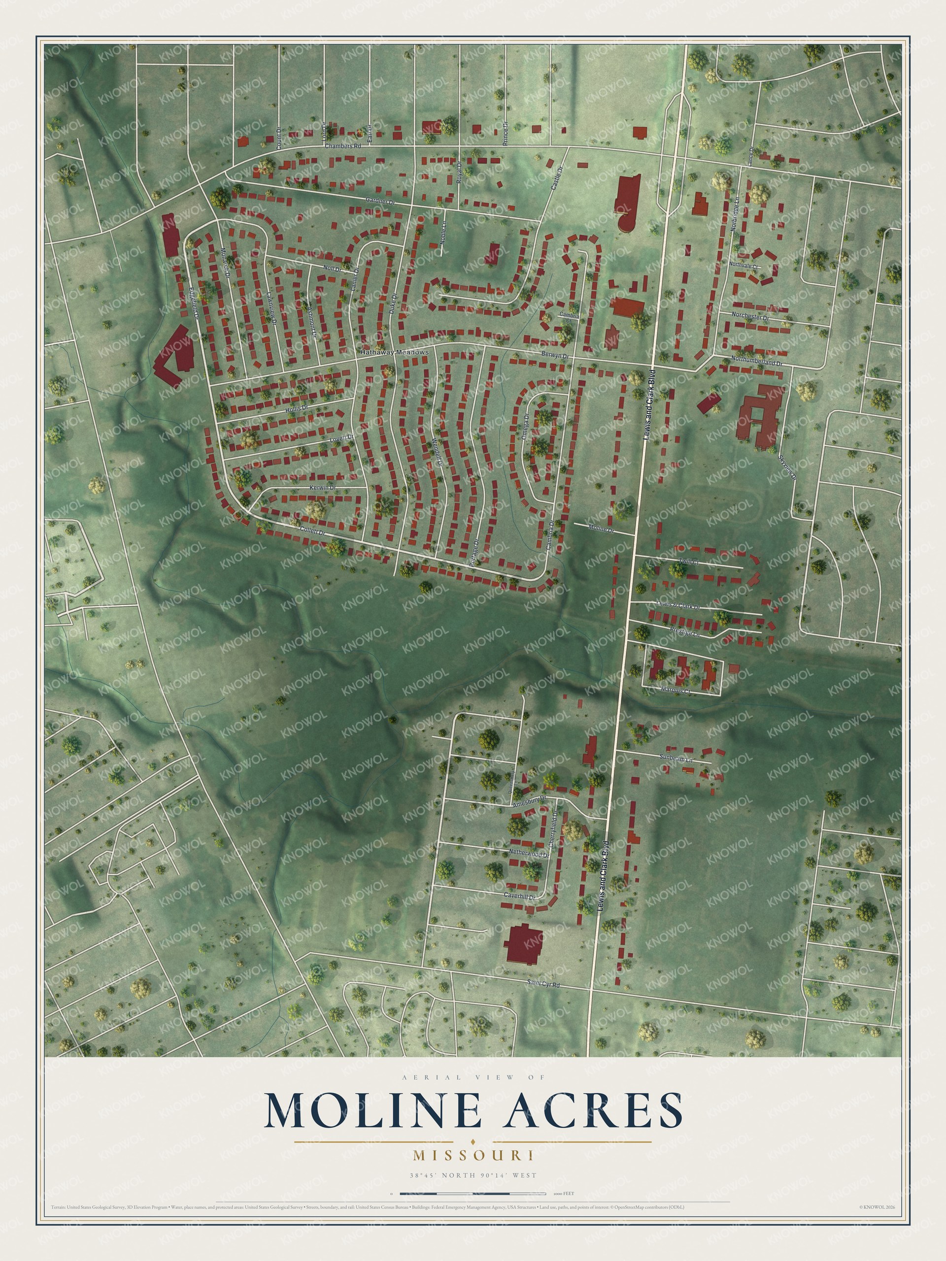 Watermarked full-map preview of Moline Acres, Missouri