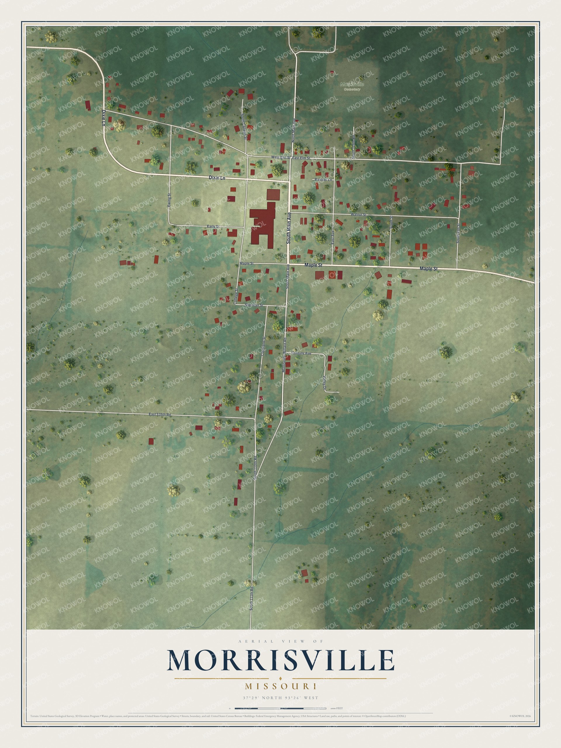 Watermarked full-map preview of Morrisville, Missouri