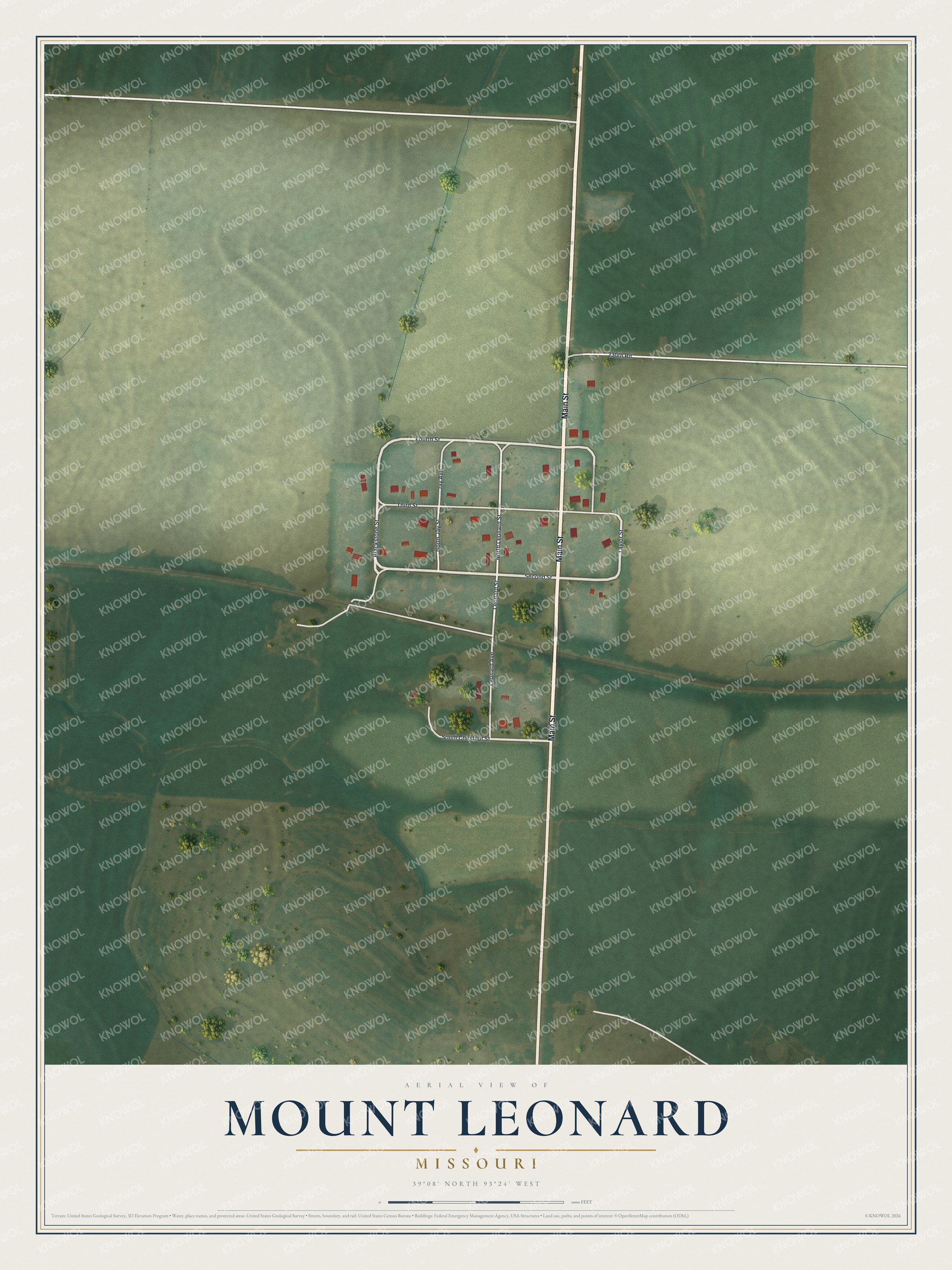 Watermarked full-map preview of Mount Leonard, Missouri