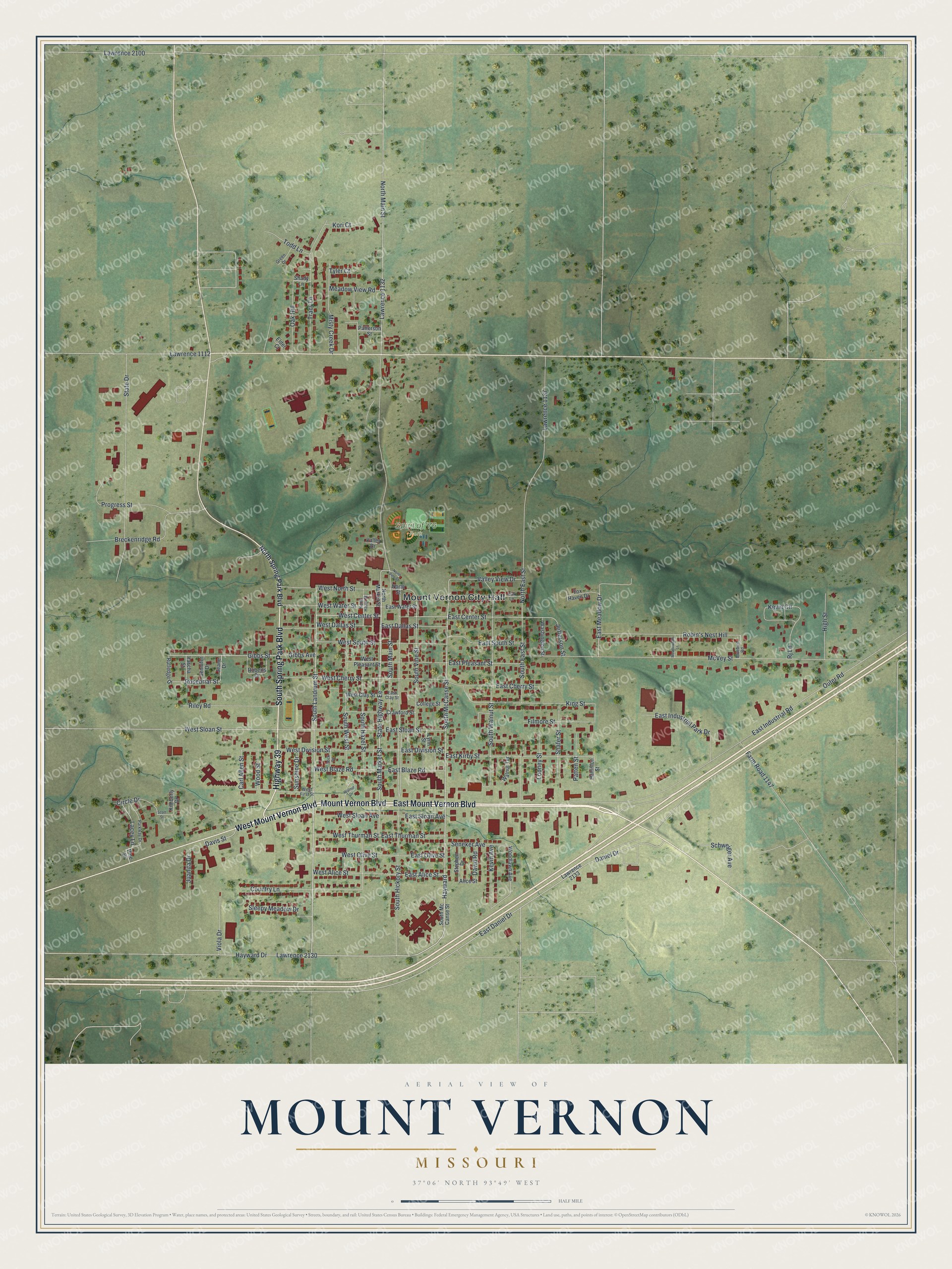 Watermarked full-map preview of Mount Vernon, Missouri