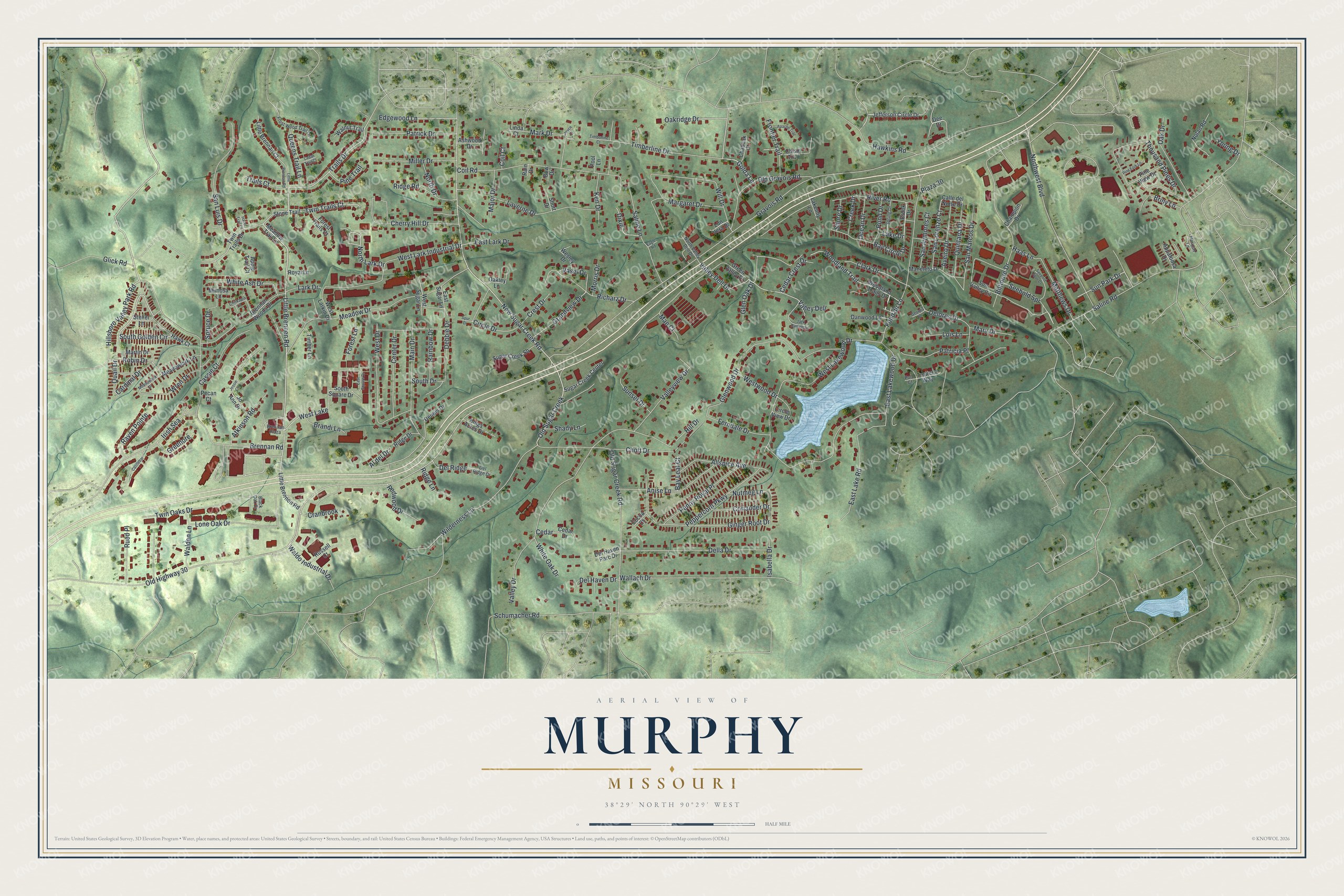 Watermarked full-map preview of Murphy, Missouri