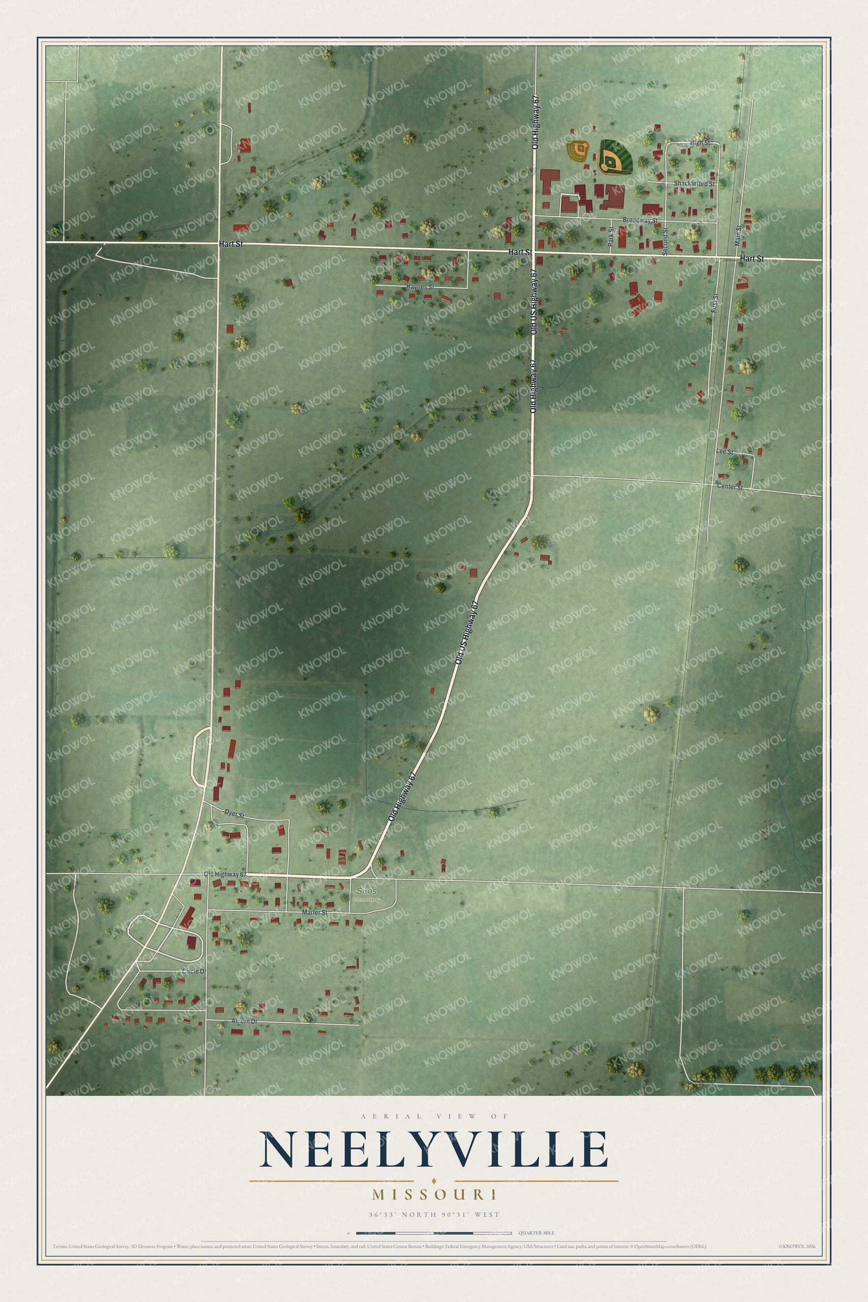 Watermarked full-map preview of Neelyville, Missouri