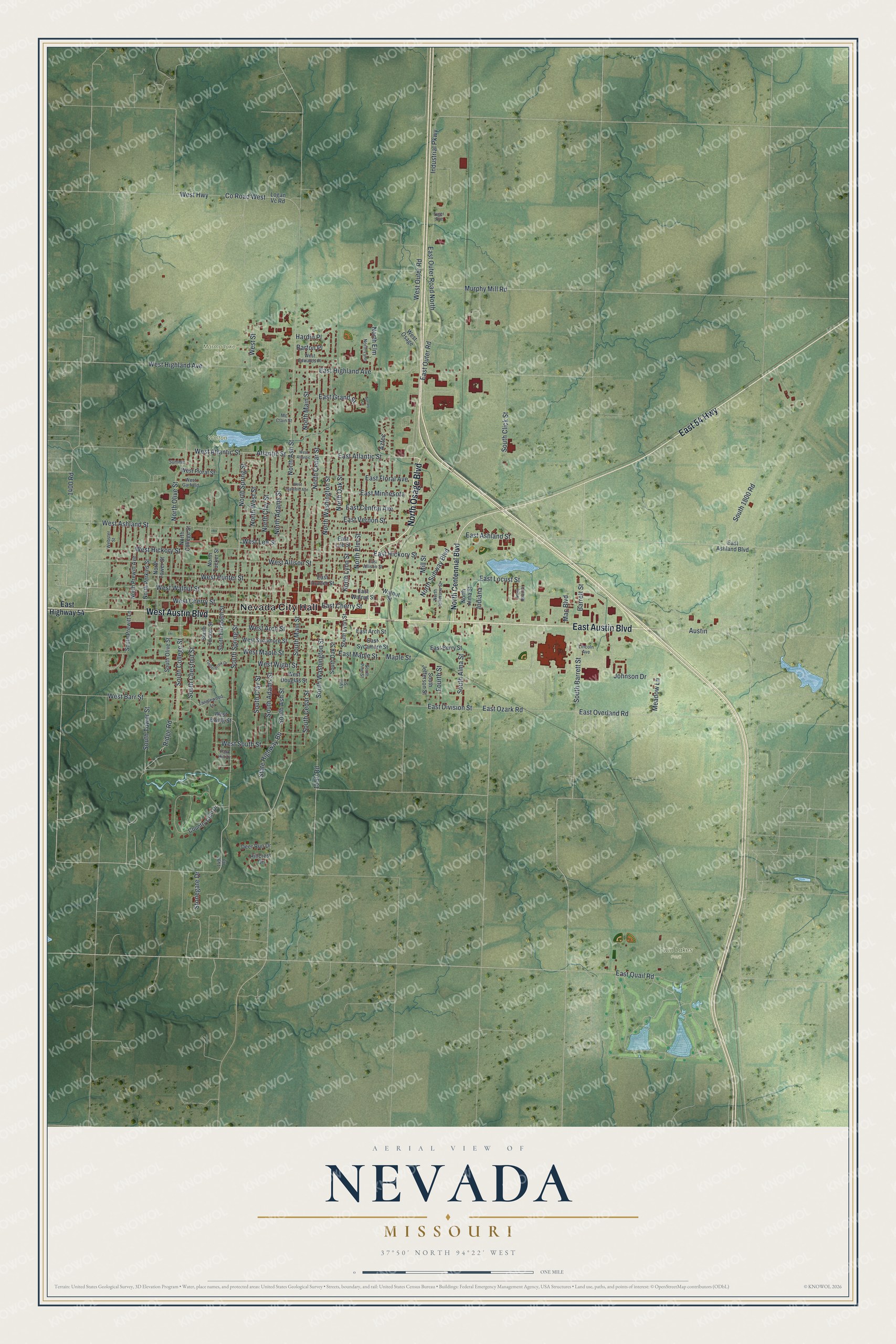 Watermarked full-map preview of Nevada, Missouri