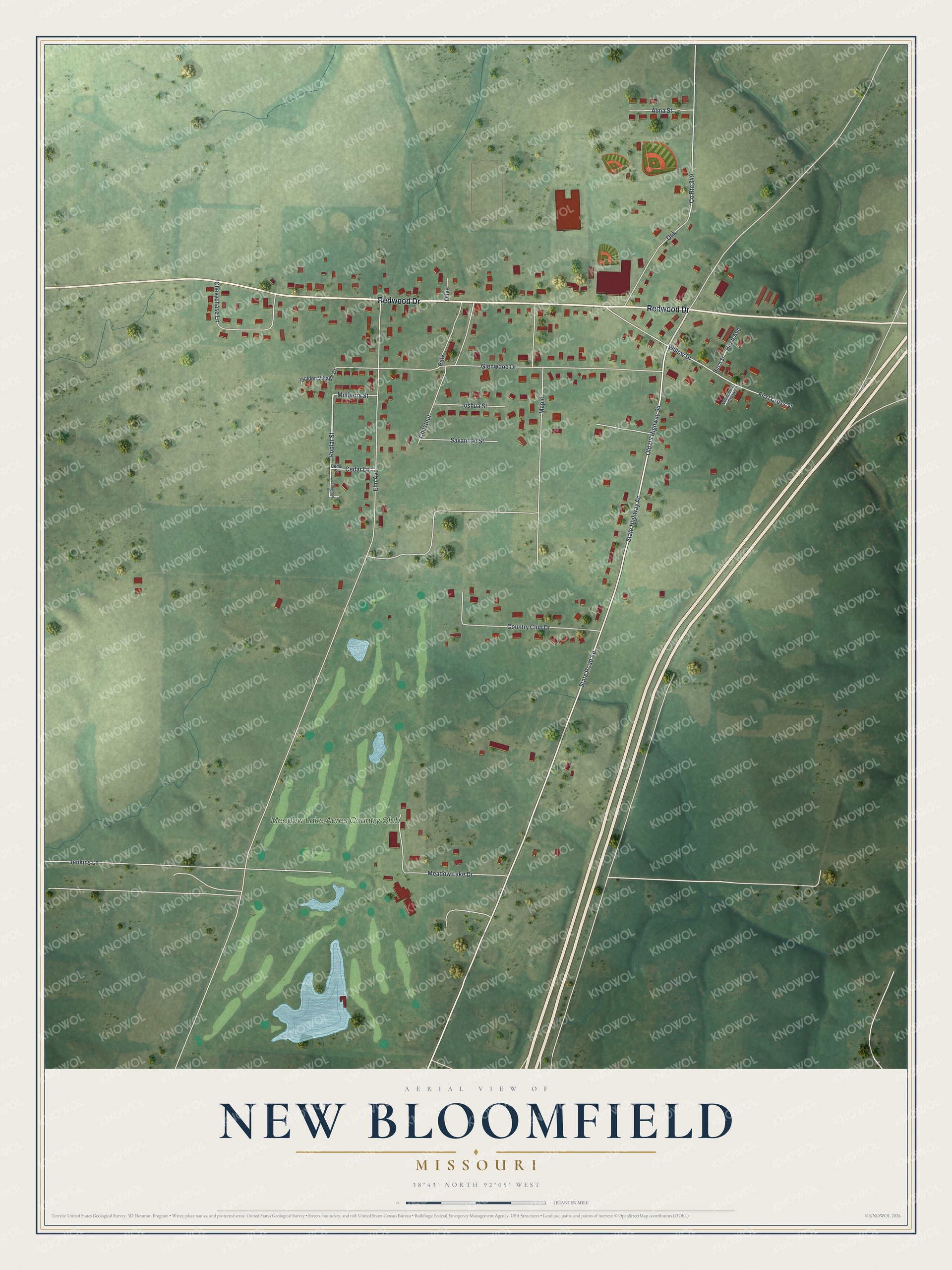 Watermarked full-map preview of New Bloomfield, Missouri