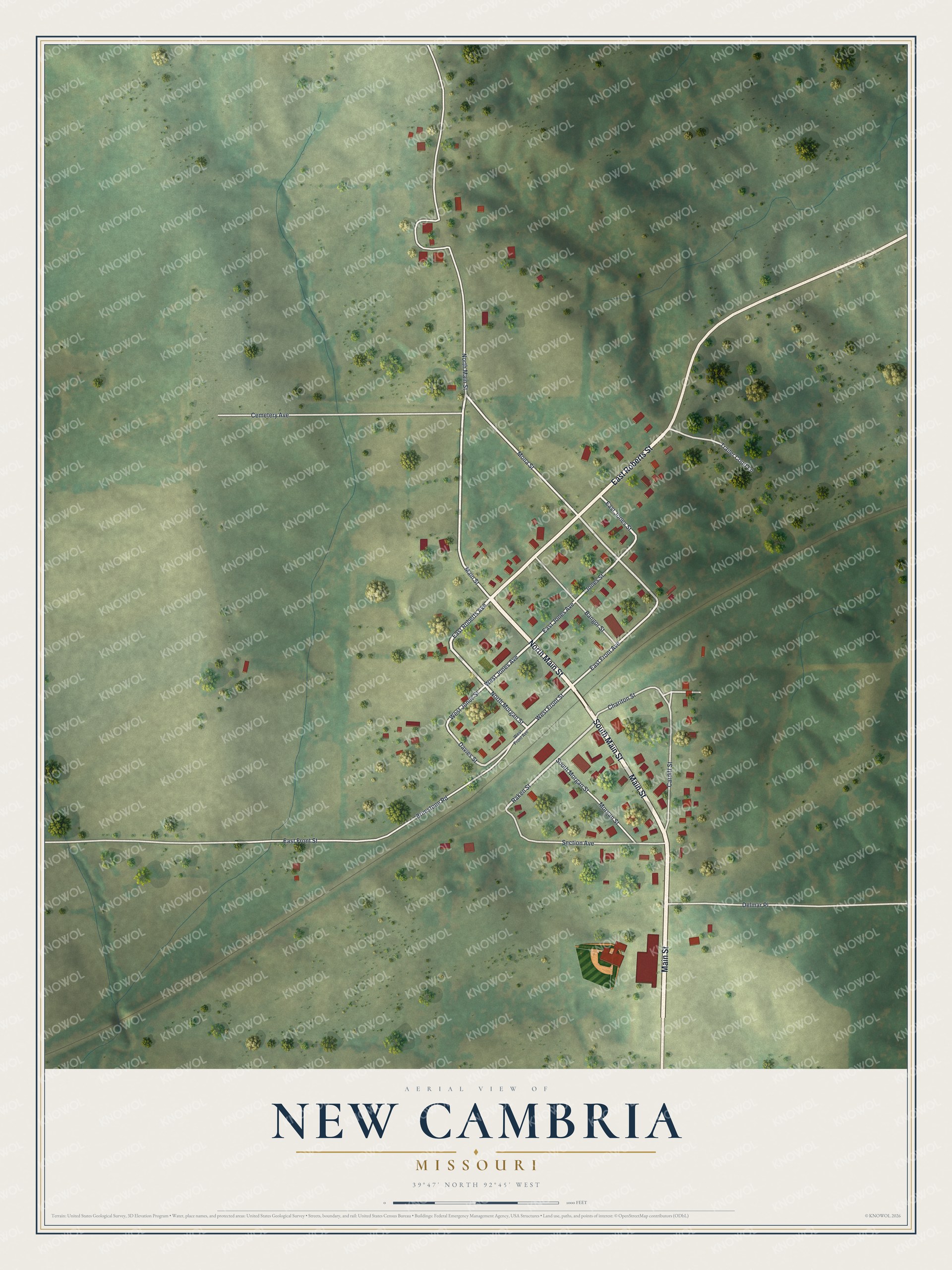 Watermarked full-map preview of New Cambria, Missouri