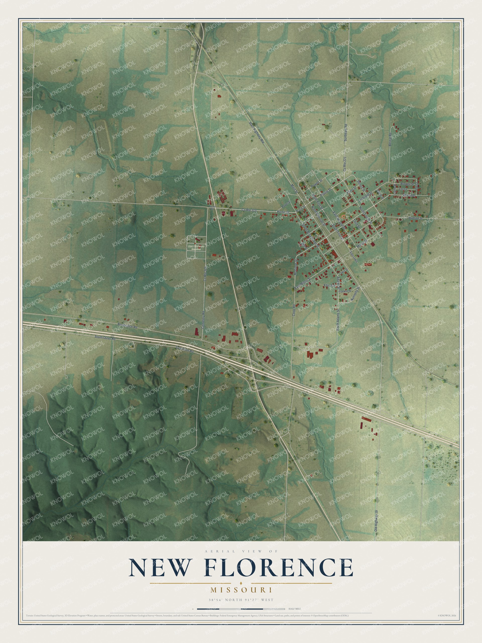 Watermarked full-map preview of New Florence, Missouri