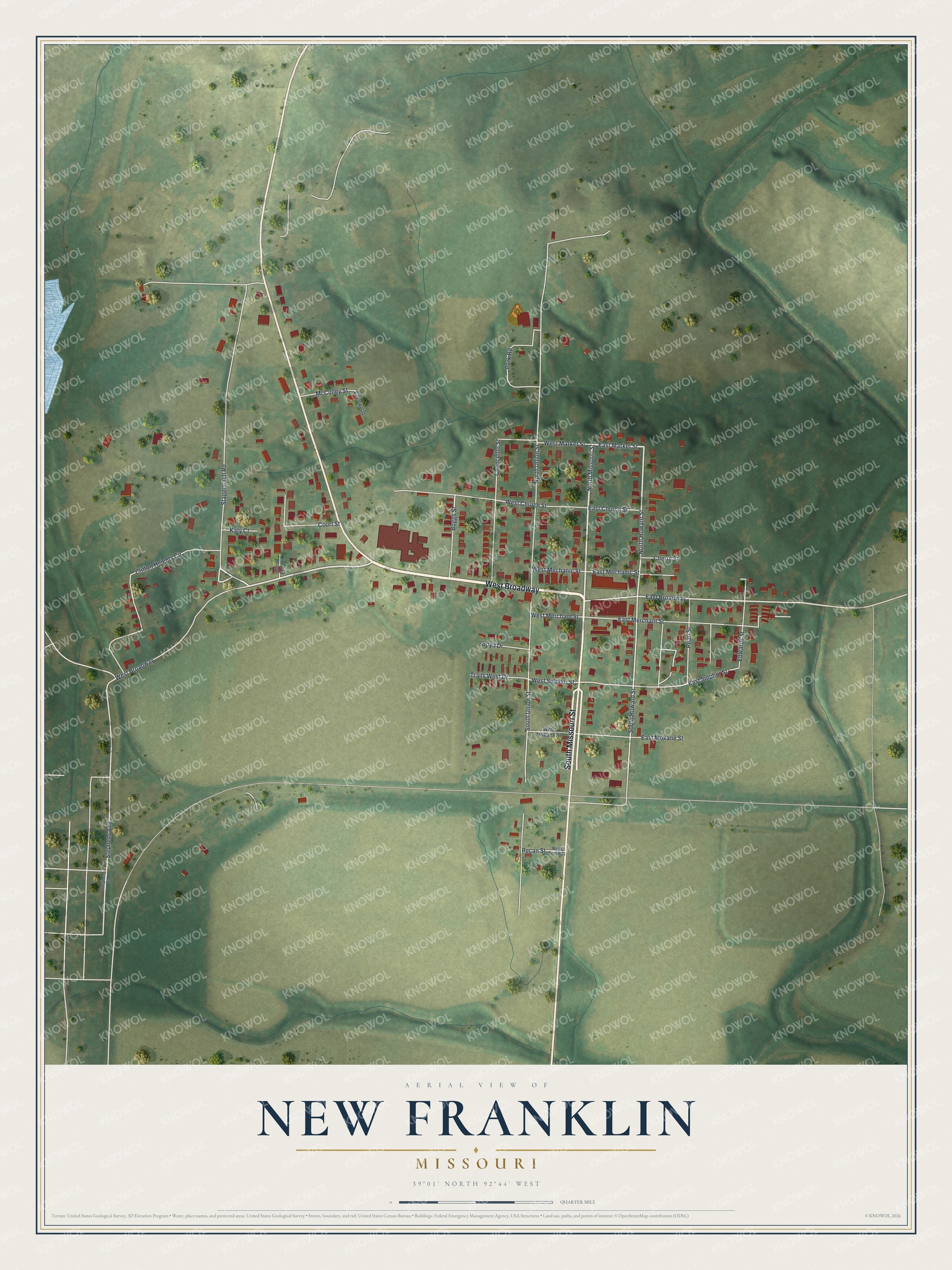 Watermarked full-map preview of New Franklin, Missouri