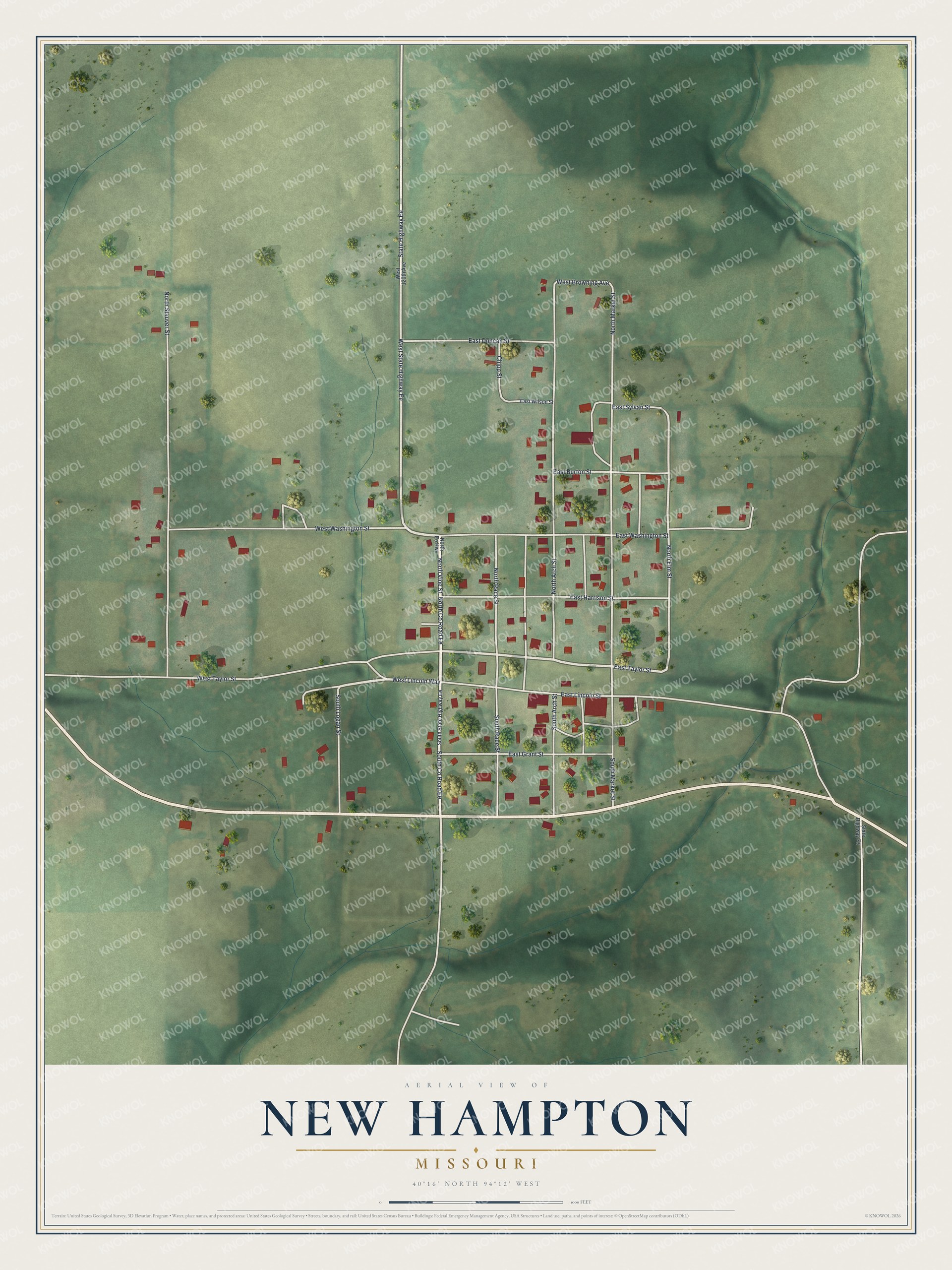 Watermarked full-map preview of New Hampton, Missouri