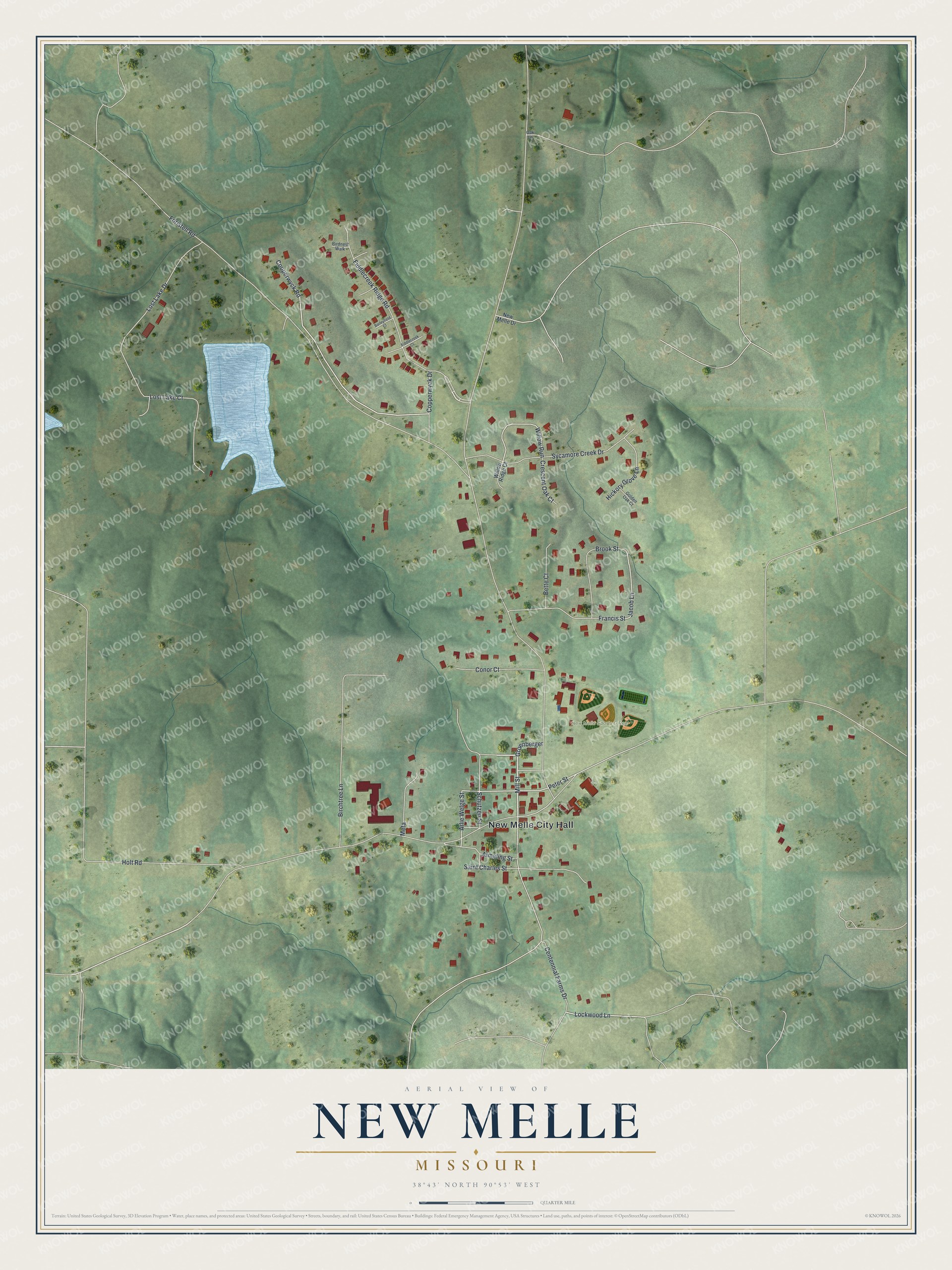 Watermarked full-map preview of New Melle, Missouri