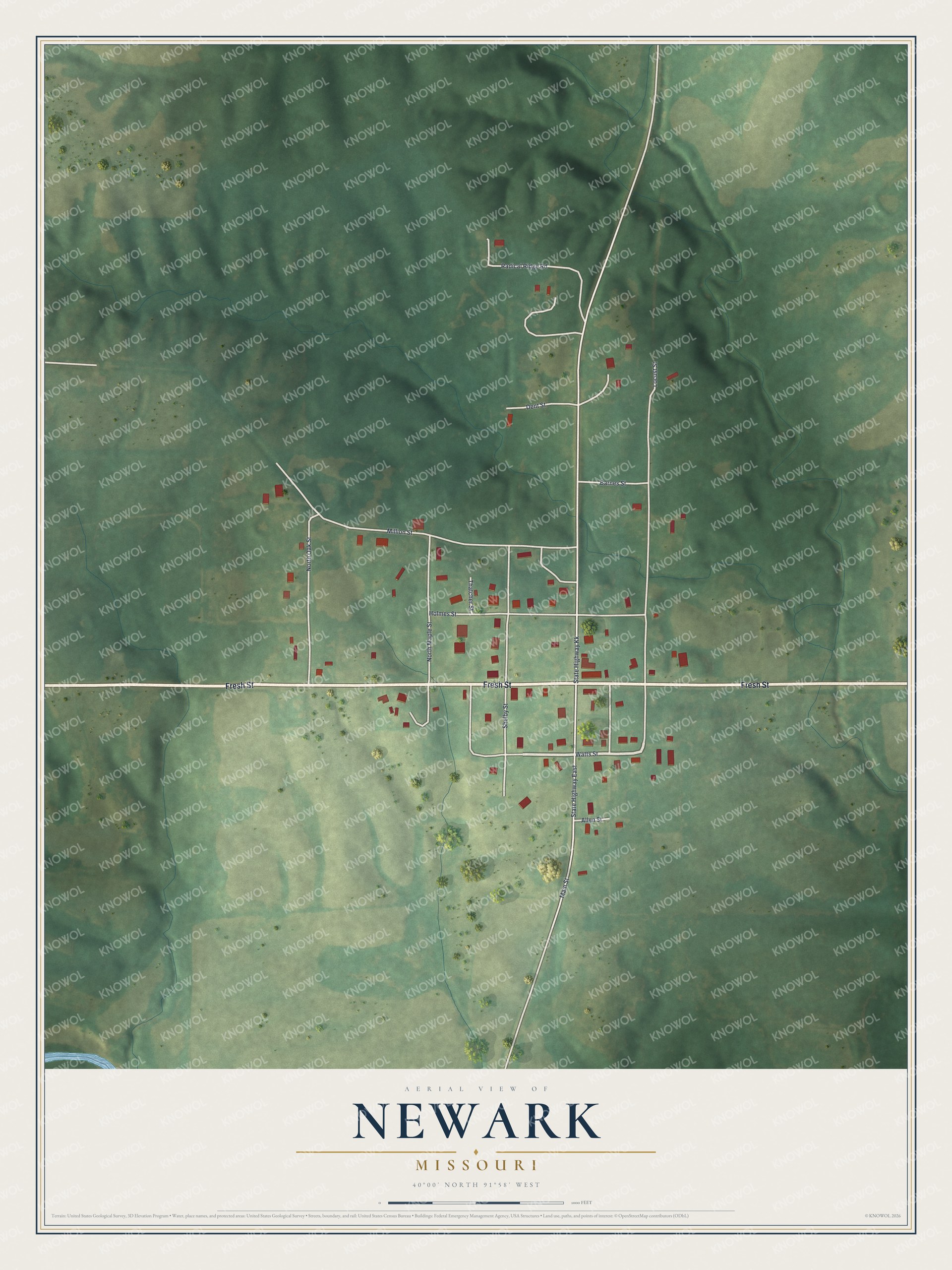 Watermarked full-map preview of Newark, Missouri
