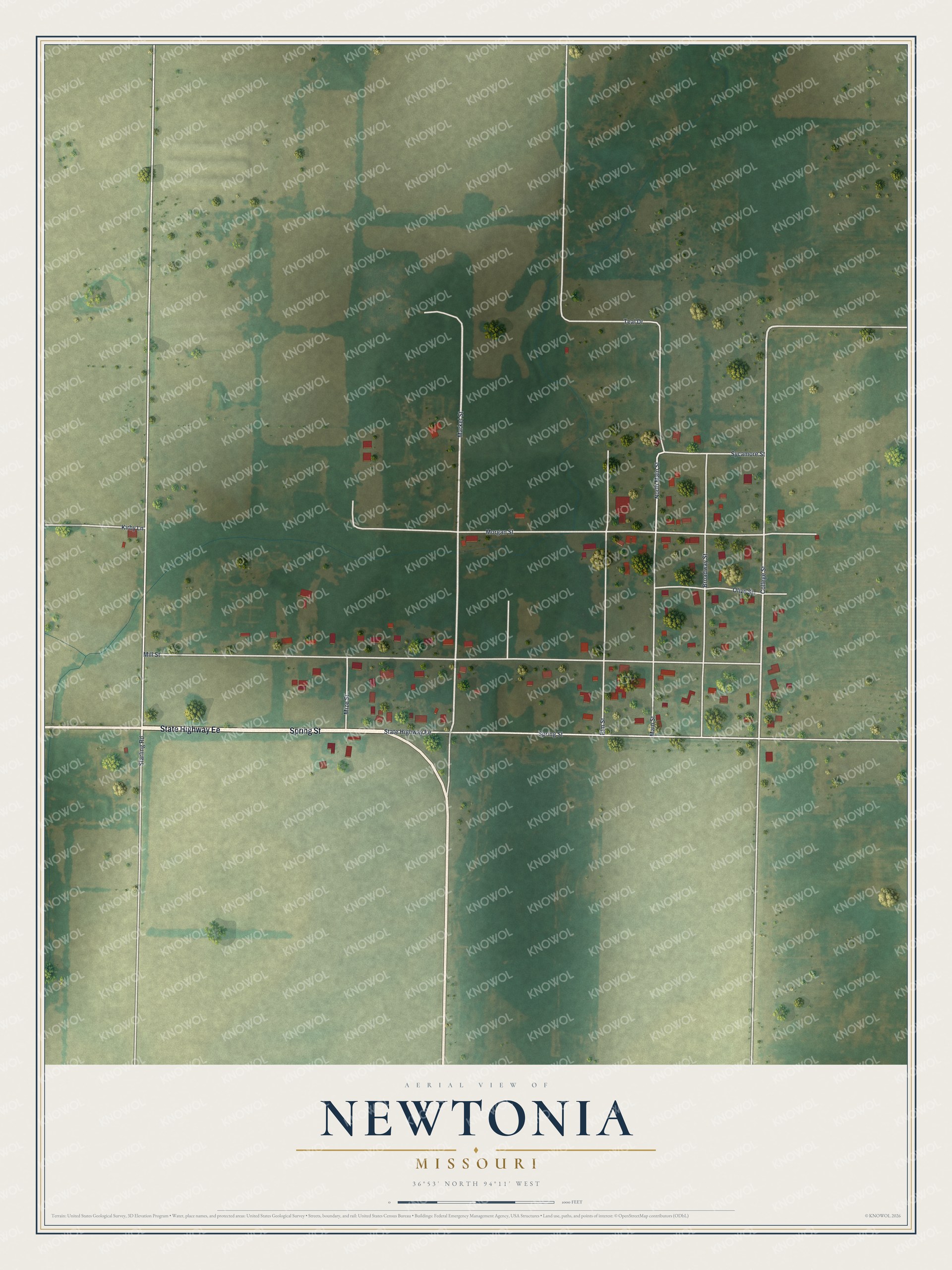 Watermarked full-map preview of Newtonia, Missouri