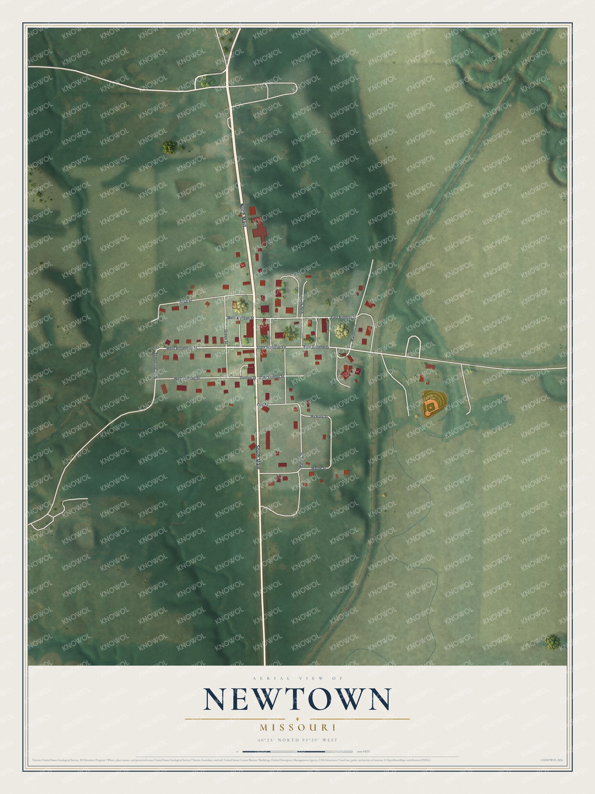 Watermarked full-map preview of Newtown, Missouri