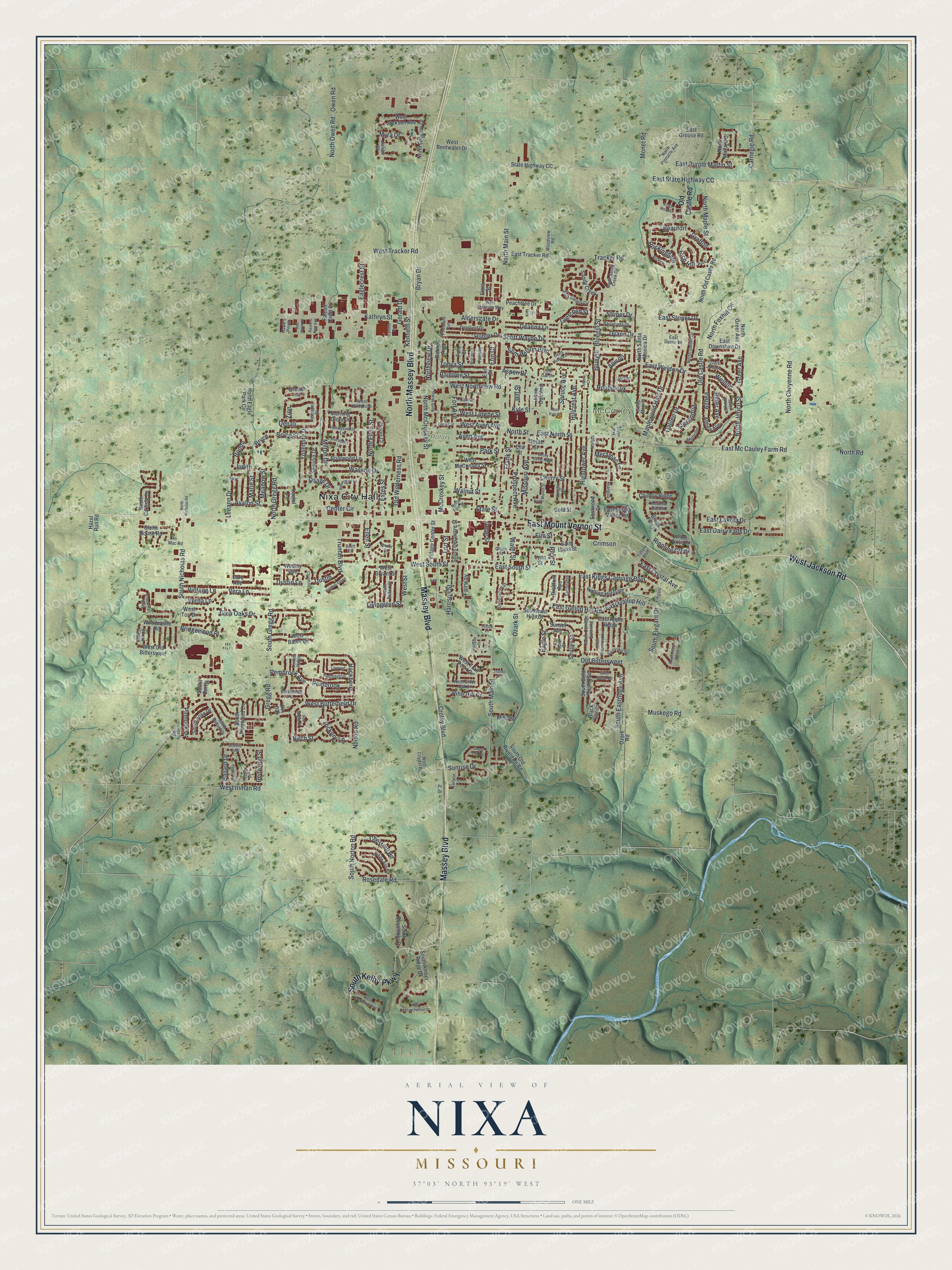 Watermarked full-map preview of Nixa, Missouri