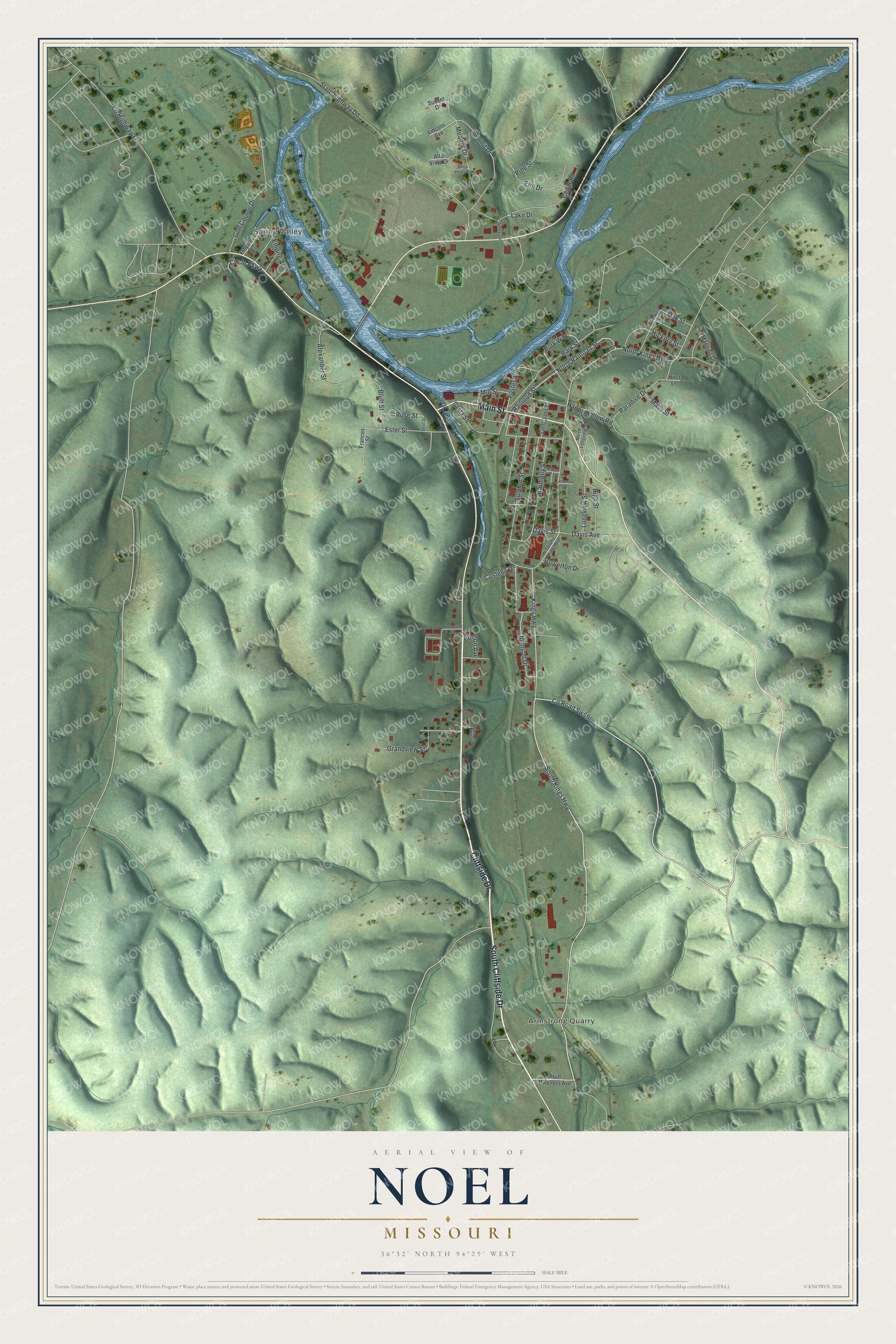 Watermarked full-map preview of Noel, Missouri